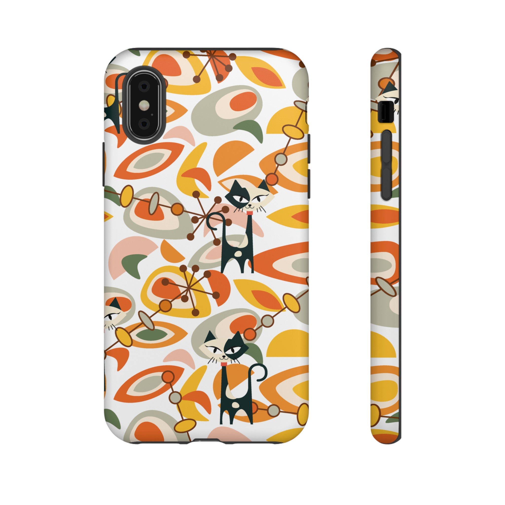 Atomic Cat Mid Mod Orange, Yellow, Groovy Cat Smart Phone Tough Cases