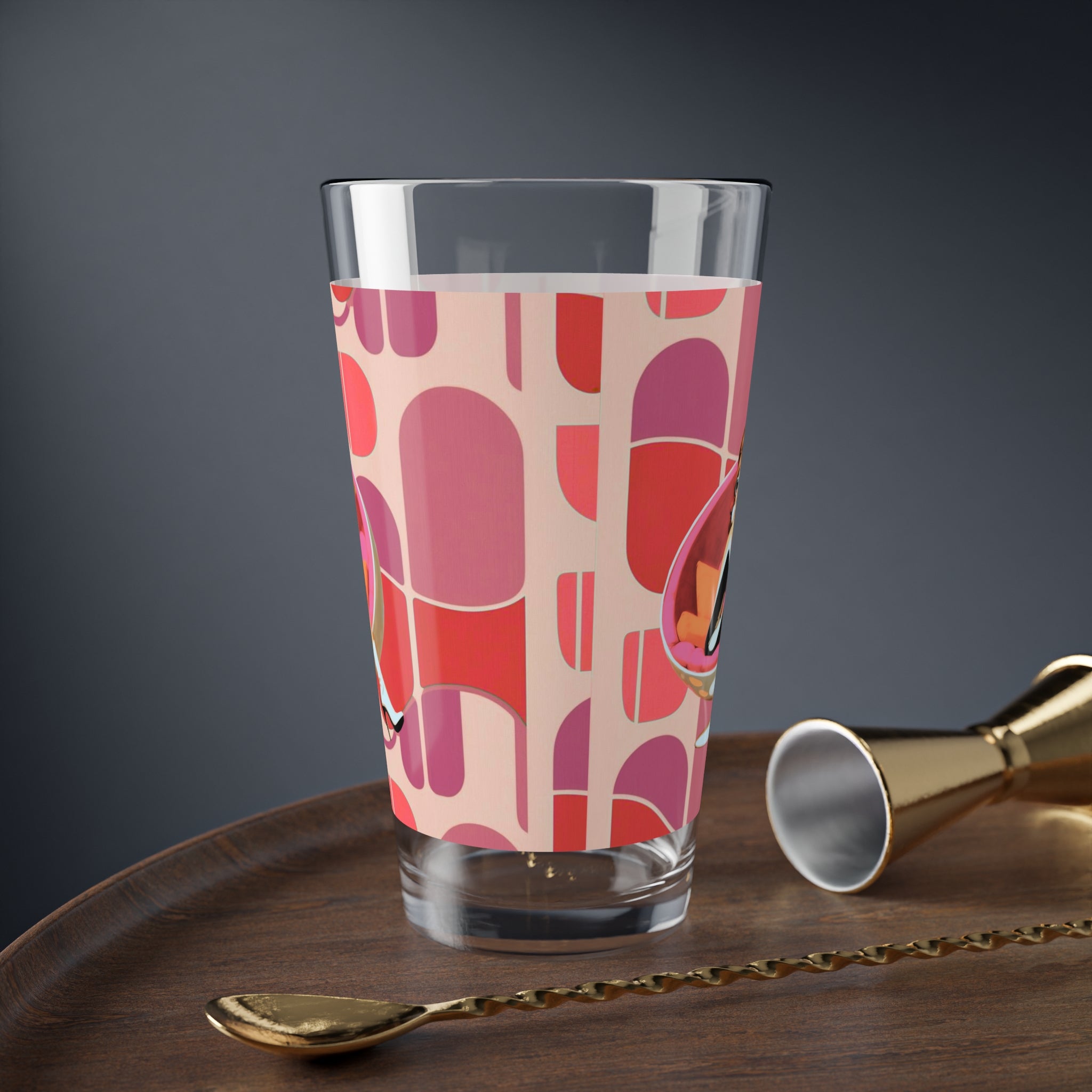 Mid Mod 60s Gal Retro Cocktail Mixing Glass - 16oz, Stylish Mid-Century Design - Mid Century Modern Gal