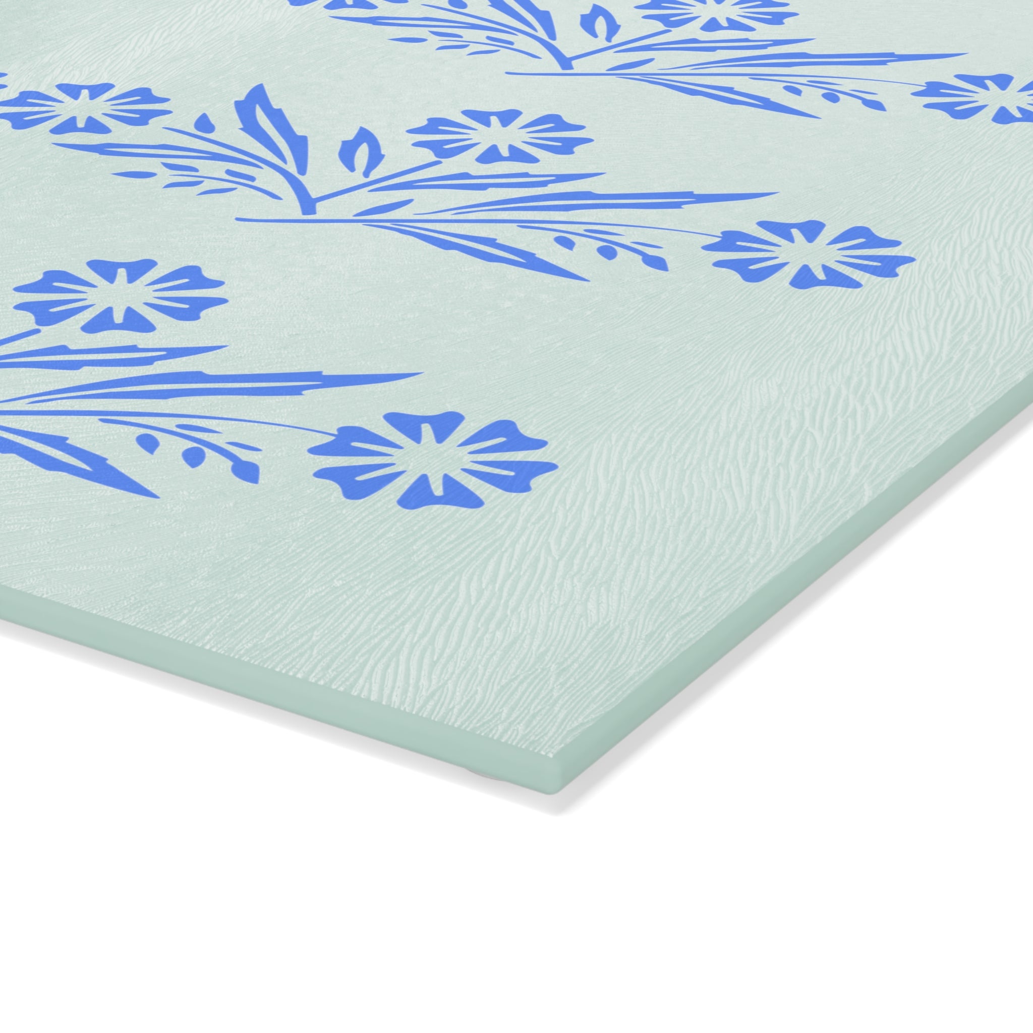 Blue Cornflower Kitschy Kitchen Coriningware Inspired Glass Cutting Board - Mid Century Modern Gal