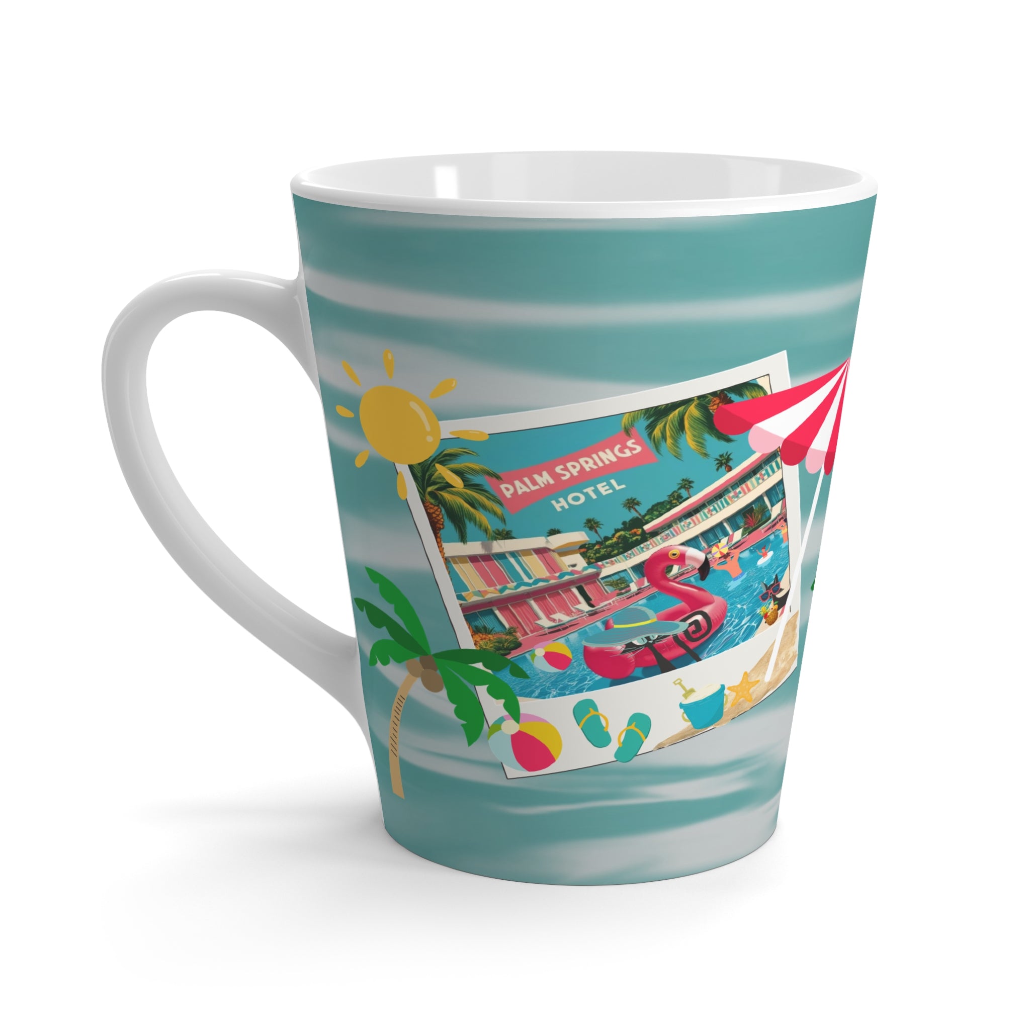 Atomic Cats, Kitschy Flaminogo Retro Palm Springs Latte Mug – Perfect for Summer Sips and Chill Vibes - Mid Century Modern Gal