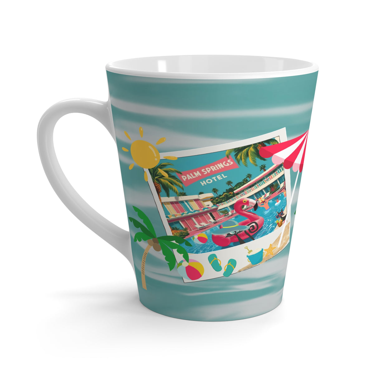 Atomic Cats, Kitschy Flaminogo Retro Palm Springs Latte Mug – Perfect for Summer Sips and Chill Vibes - Mid Century Modern Gal