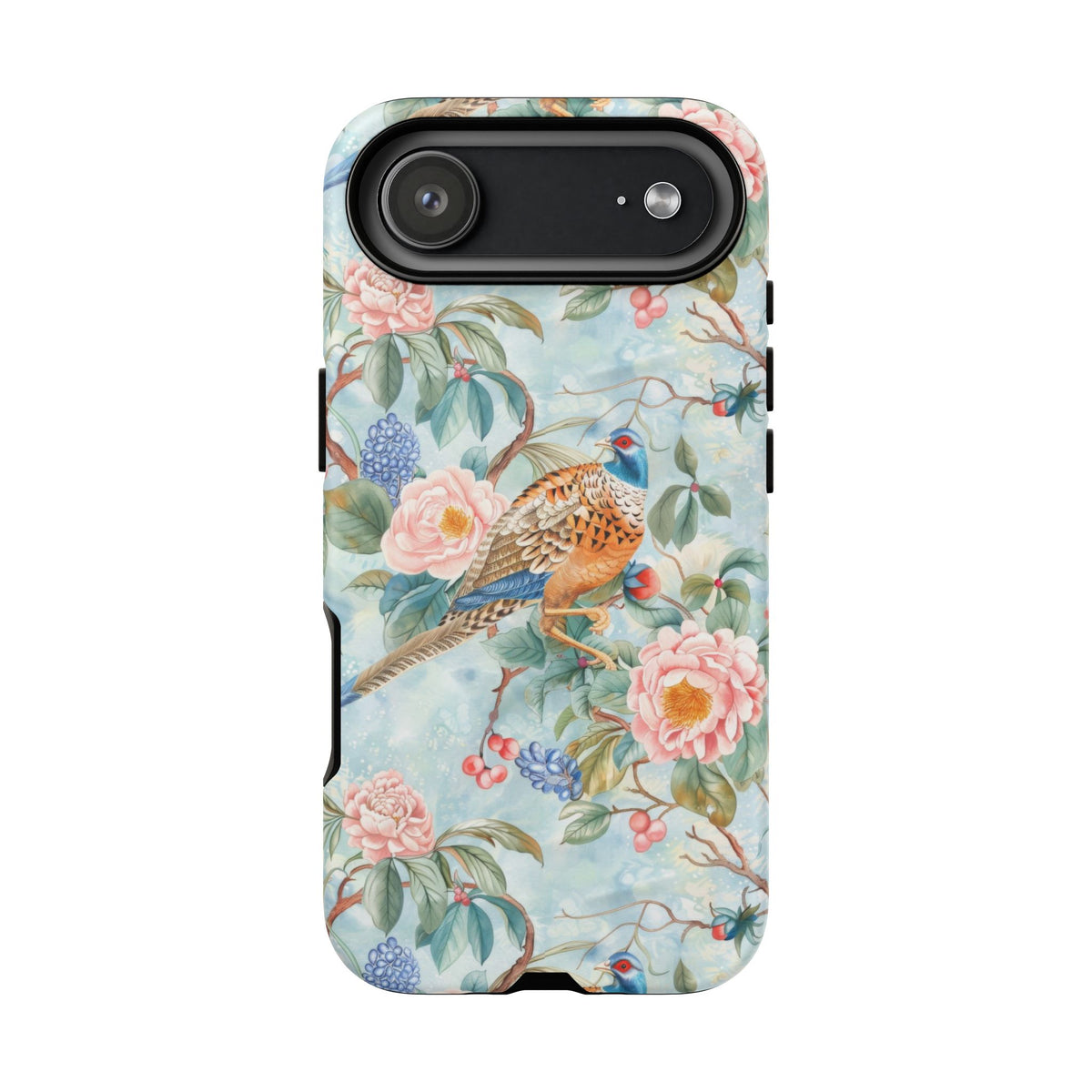 Chinoiserie Designed Floral Pheasant Phone Case with Bird Design
