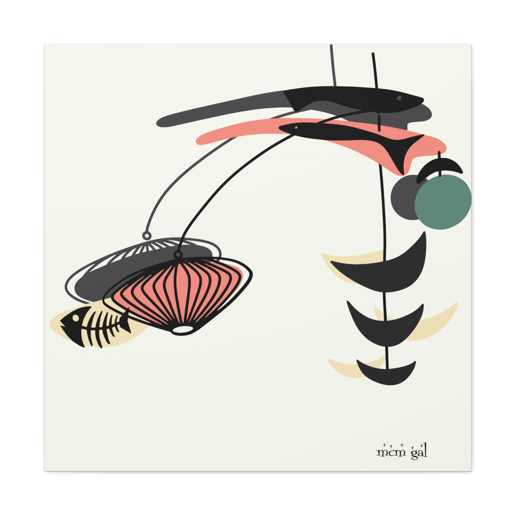 Mid Century Modern Fish Art, Modern Abstract Wall Art Canvas - Mid Century Modern Gal
