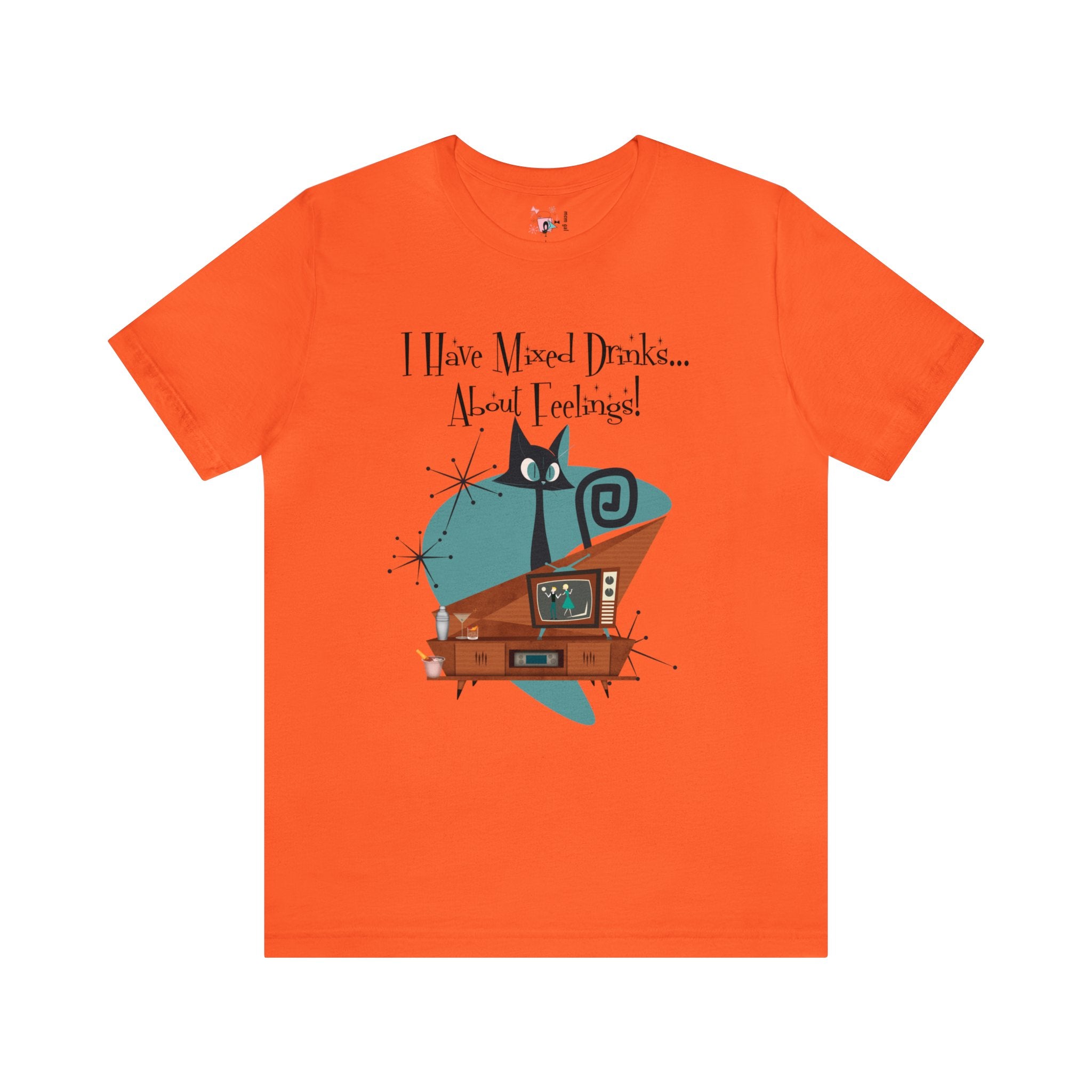 Atomic Cat, Cocktail, Funny Mid Century Modern Snarky Kitschy Unisex Jersey Short Sleeve Tee - Mid Century Modern Gal