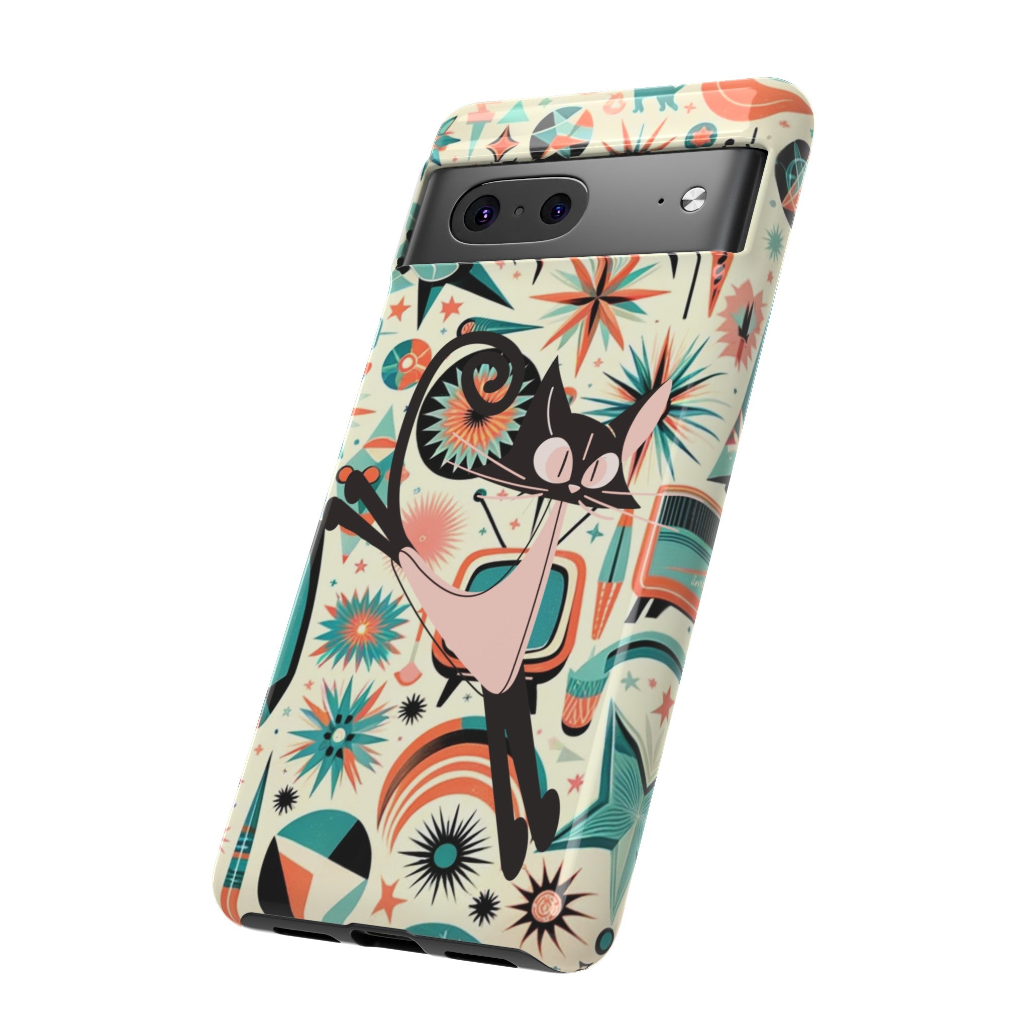 Atomic Kitty Boomerang Space Kitty Mid Century Modern Samsung, Smart Phone, Tough Cases