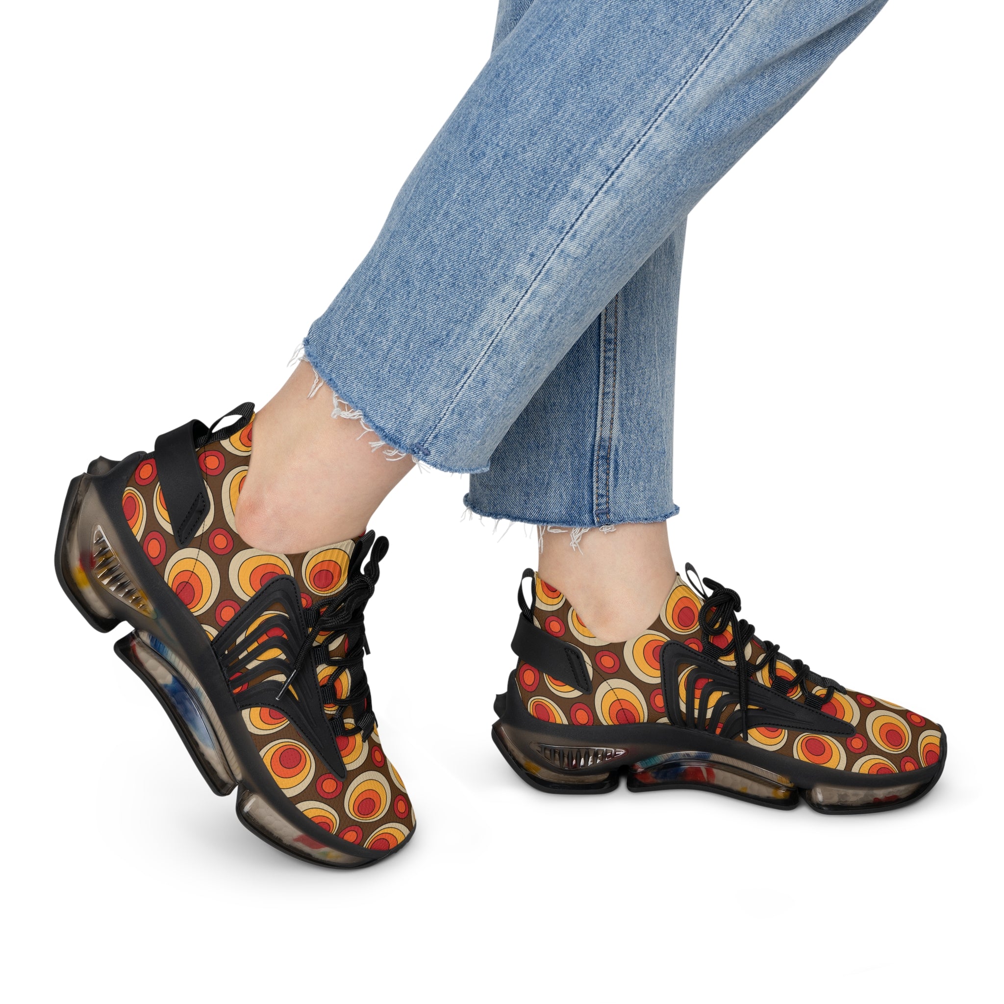 Retro Groovy Orbs, Brown, Orange Yellow Hip Style Women&