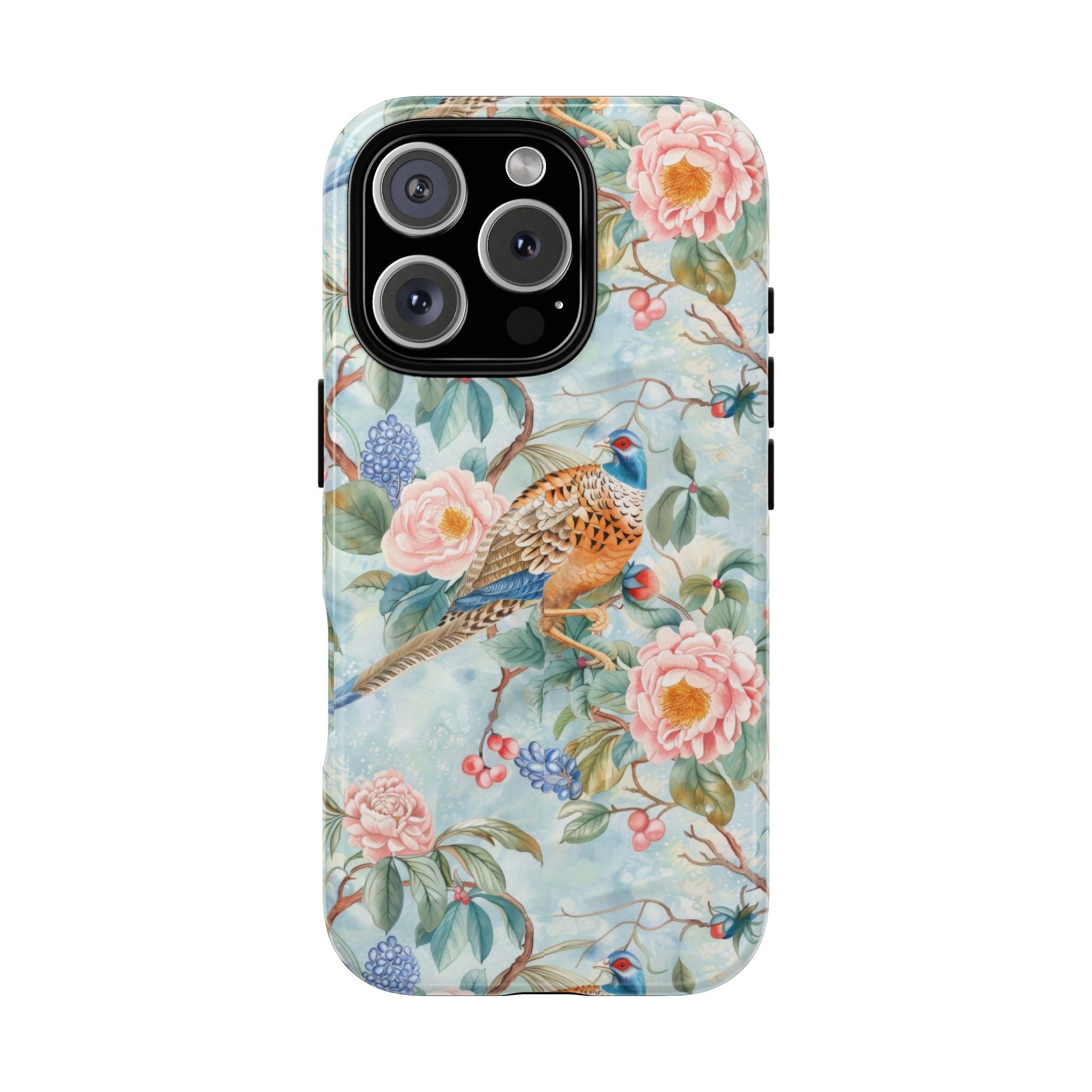 Chinoiserie Designed Floral Pheasant Phone Case with Bird Design - Mid Century Modern Gal