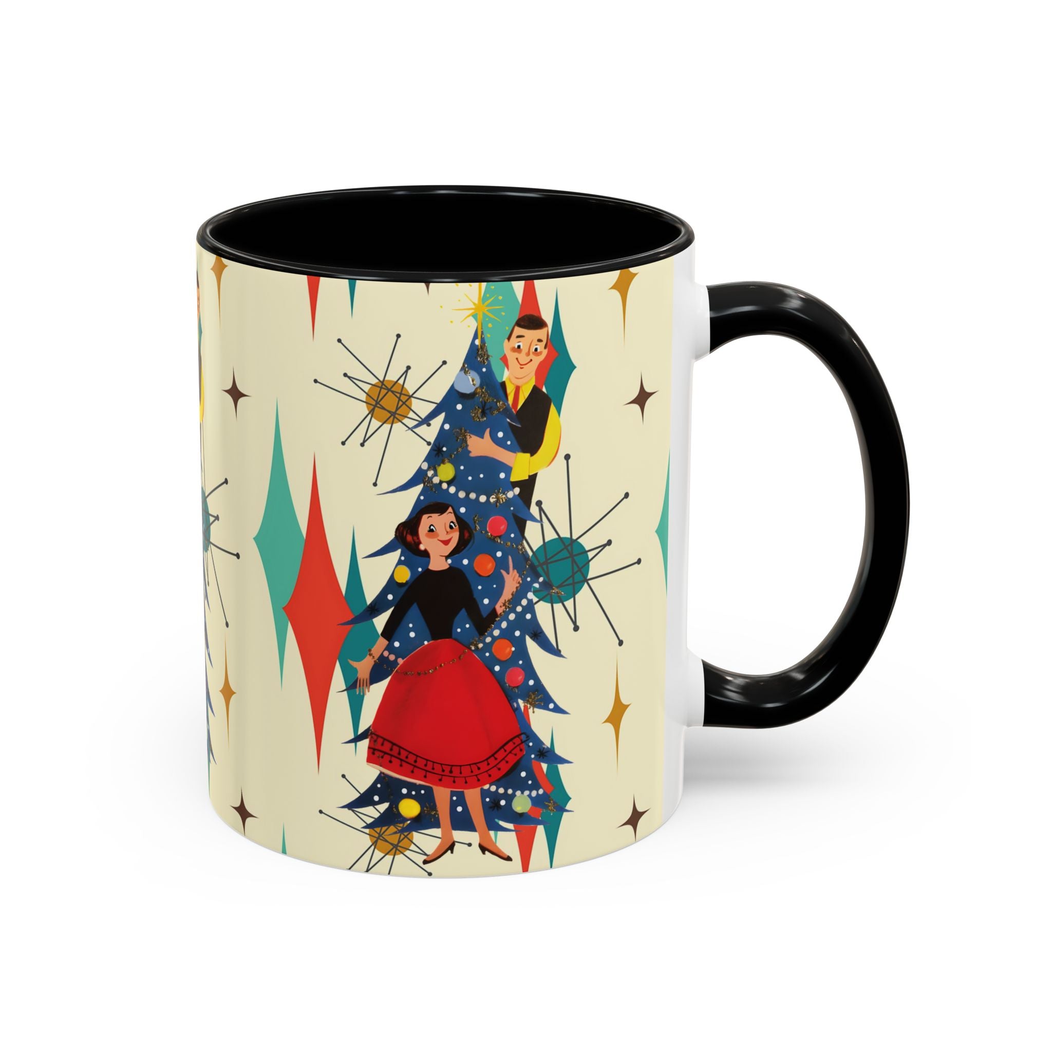Mid Century Modern 50s Kitsch Christmas Starburst Coffee Mug - Mid Century Modern Gal