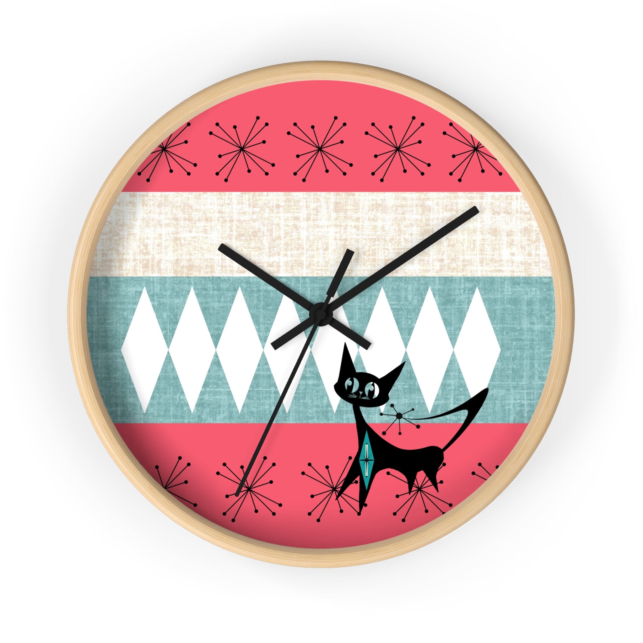 Atomic Cat, Mid Century Modern Retro Cat Wall Clock - Mid-Century Modern Timepiece - Mid Century Modern Gal