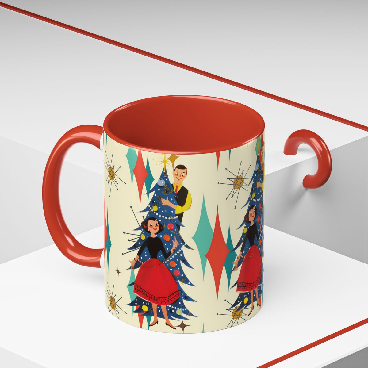 Mid Century Modern 50s Kitsch Christmas Starburst Coffee Mug - Mid Century Modern Gal