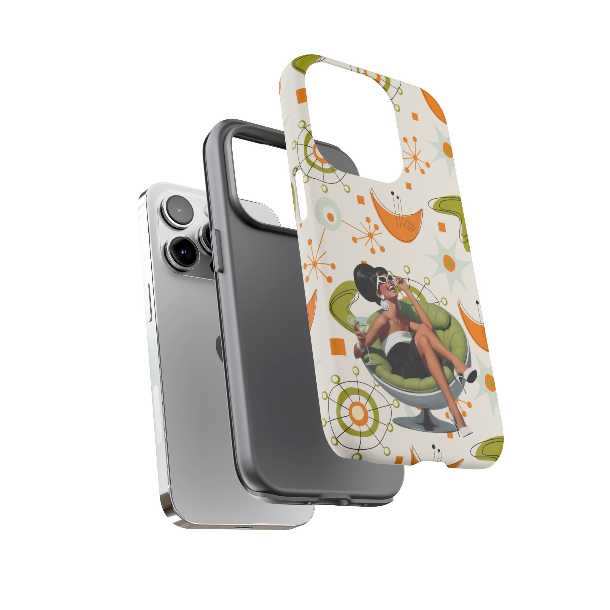 Mid Century Modern Atomic Starburst Mid Mod 60s Gal Retro Chic Tough Phone Case with Vintage Glamour Design