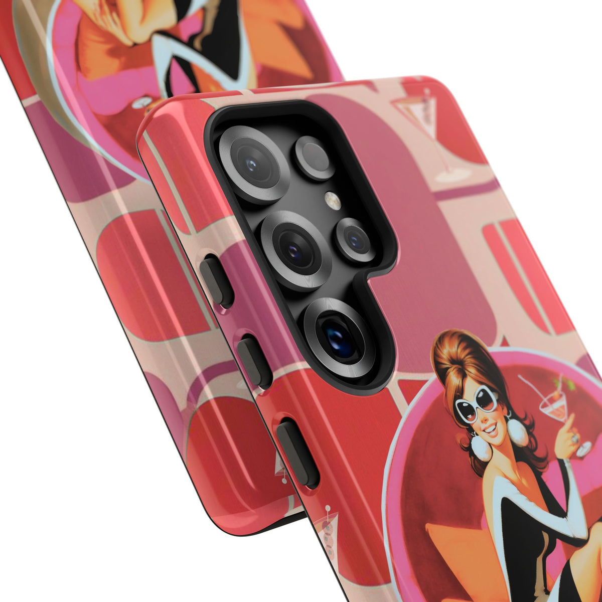 Mid Mod 60s Mod Gal, Kick Back Enjoy, Retro Chic Phone Case with Cocktail Design