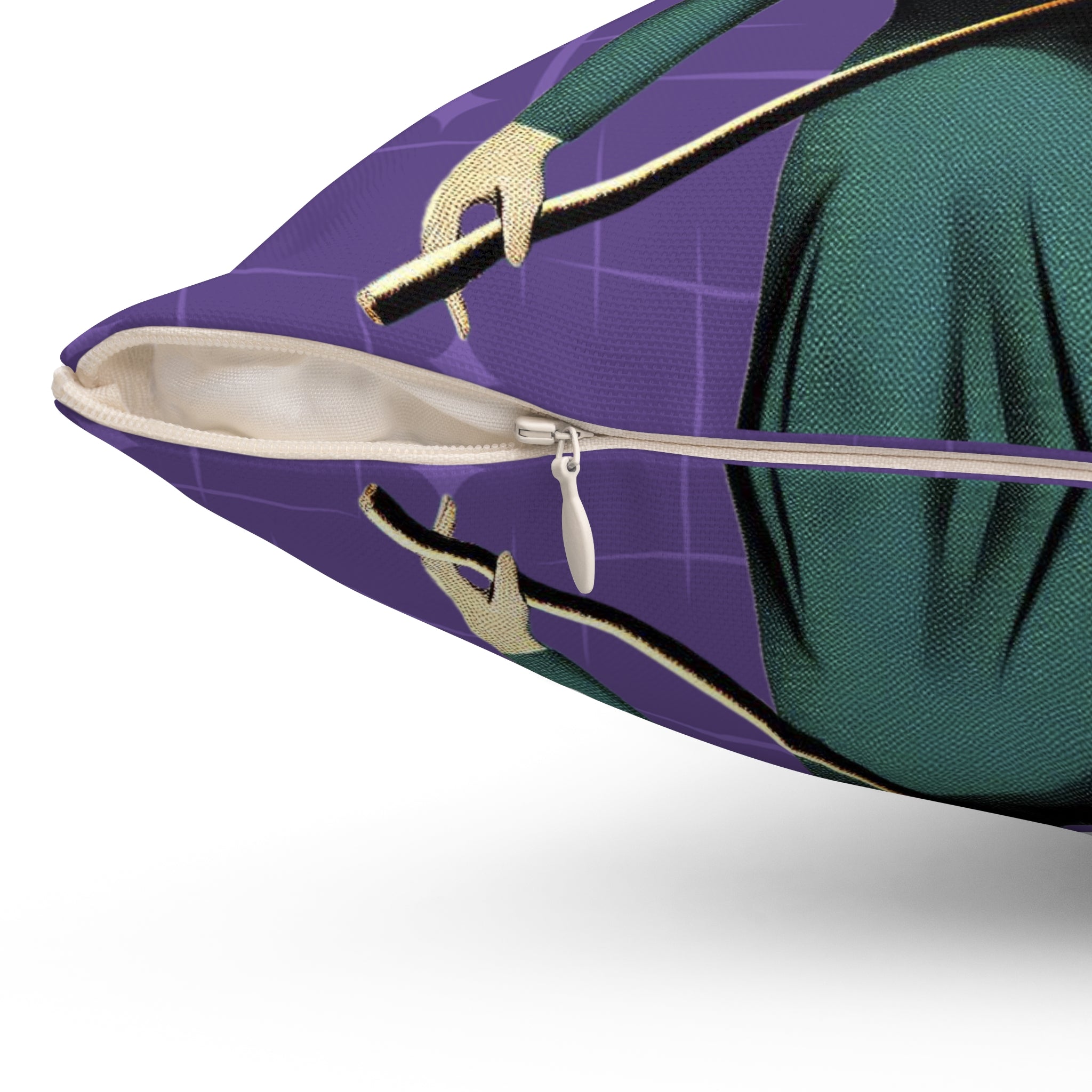Mid Century Modern Vintage Pin Up Witch Halloween Purple Teal Halloween Pillow Cover and Insert - Mid Century Modern Gal