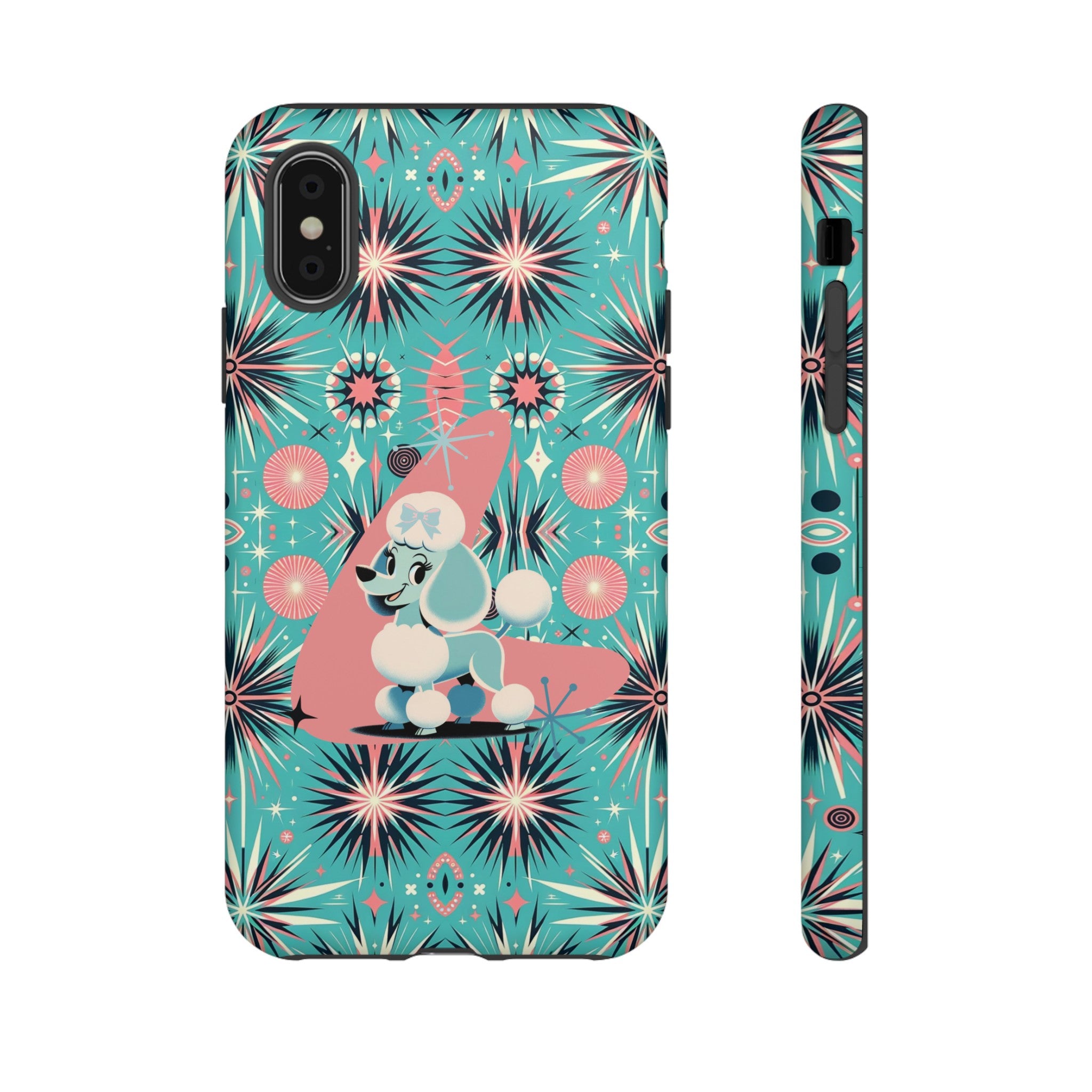 1950s Mid Century Modern Atomic Pink, Poodle Retro Smart Phone Tough Cases