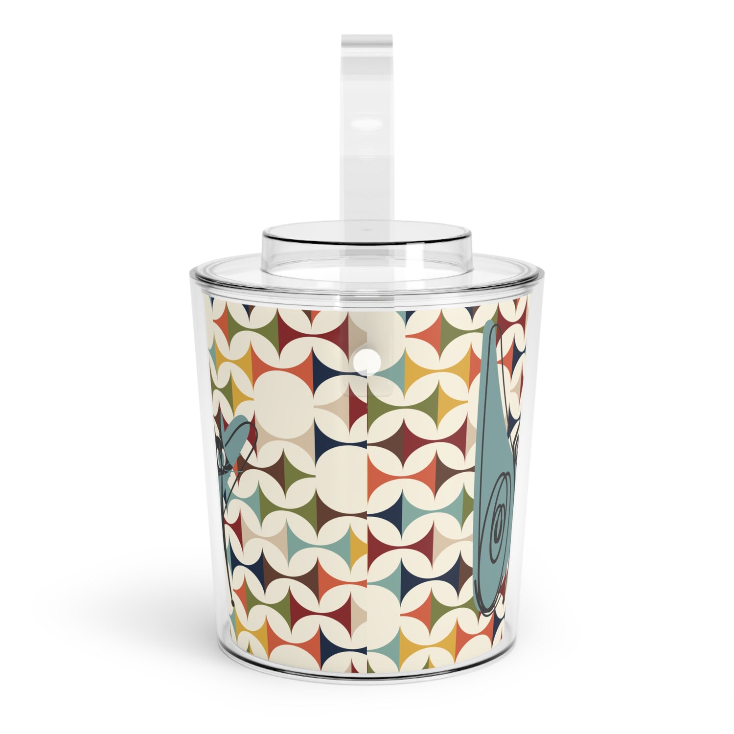 Mid Century Modern Barware, Atomic Cat Boomerang, Scandi Design, Geometric Retro Summer Outdoor Ice Bucket with Tongs - Mid Century Modern Gal