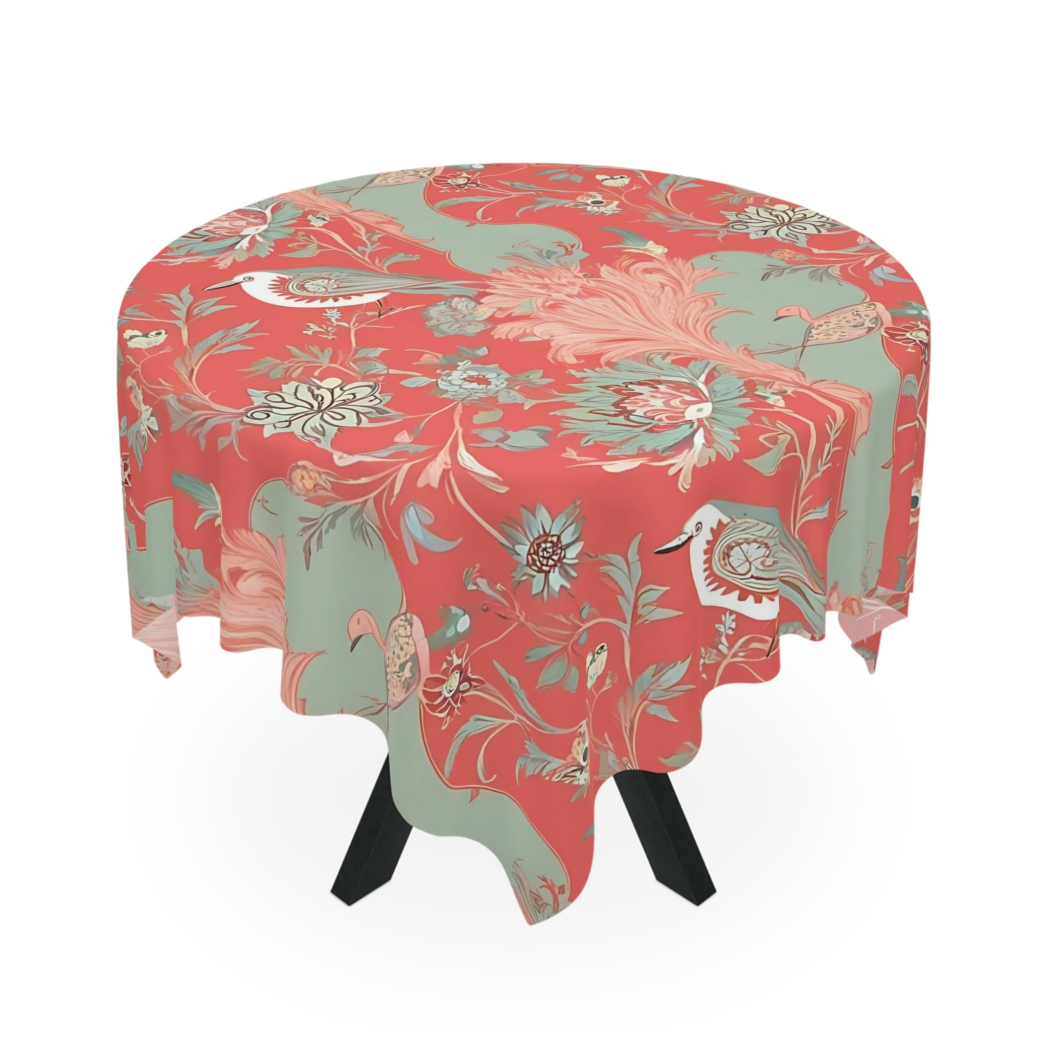 Chinoiserie Vintage Floral Tablecloth – Elegant Home Décor - Mid Century Modern Gal