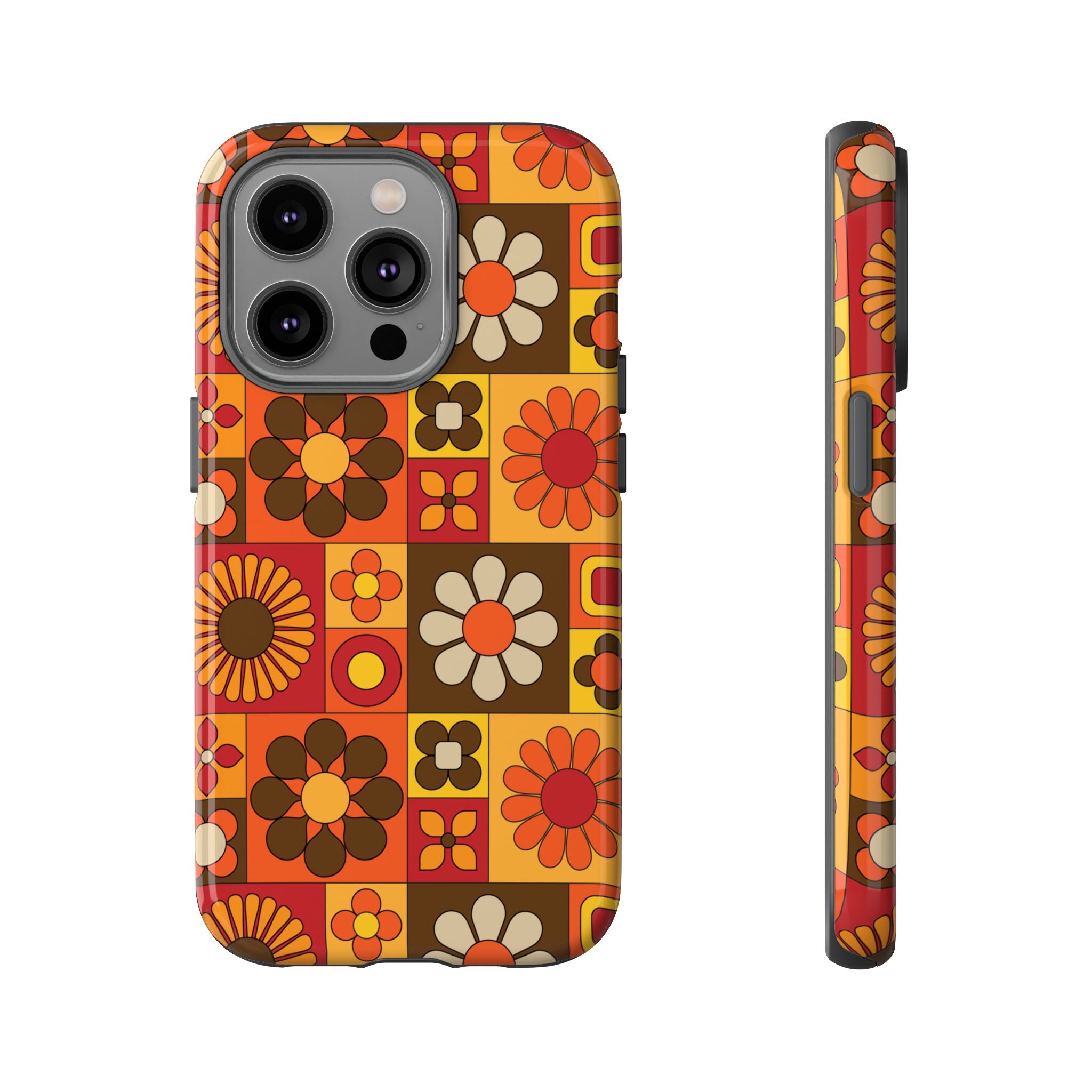 Retro 70s Mid Mod Floral Phone Case | Tough Cases for Flower Lovers - Mid Century Modern Gal
