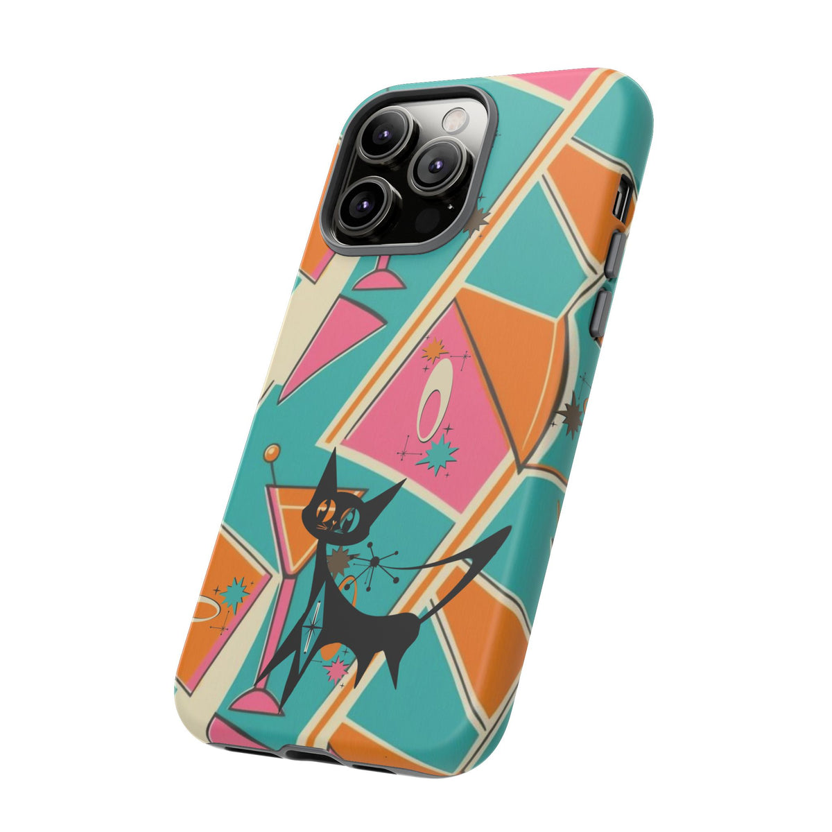 Atomic Cat Mid Mod Retro Cat Phone Case - Tough Cases for Stylish Cat Lovers