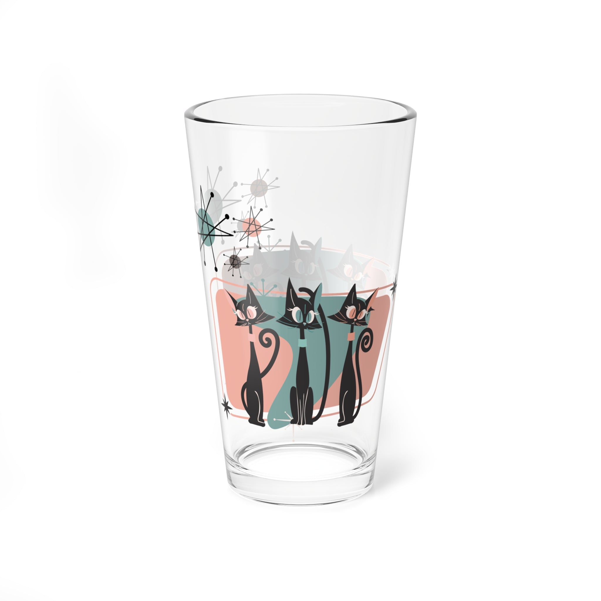 50s Style, Crazy Cat Mom, Atomic Cats, Kitschy Mid Century Modern Cocktail, Mocktail Glass - Mid Century Modern Gal