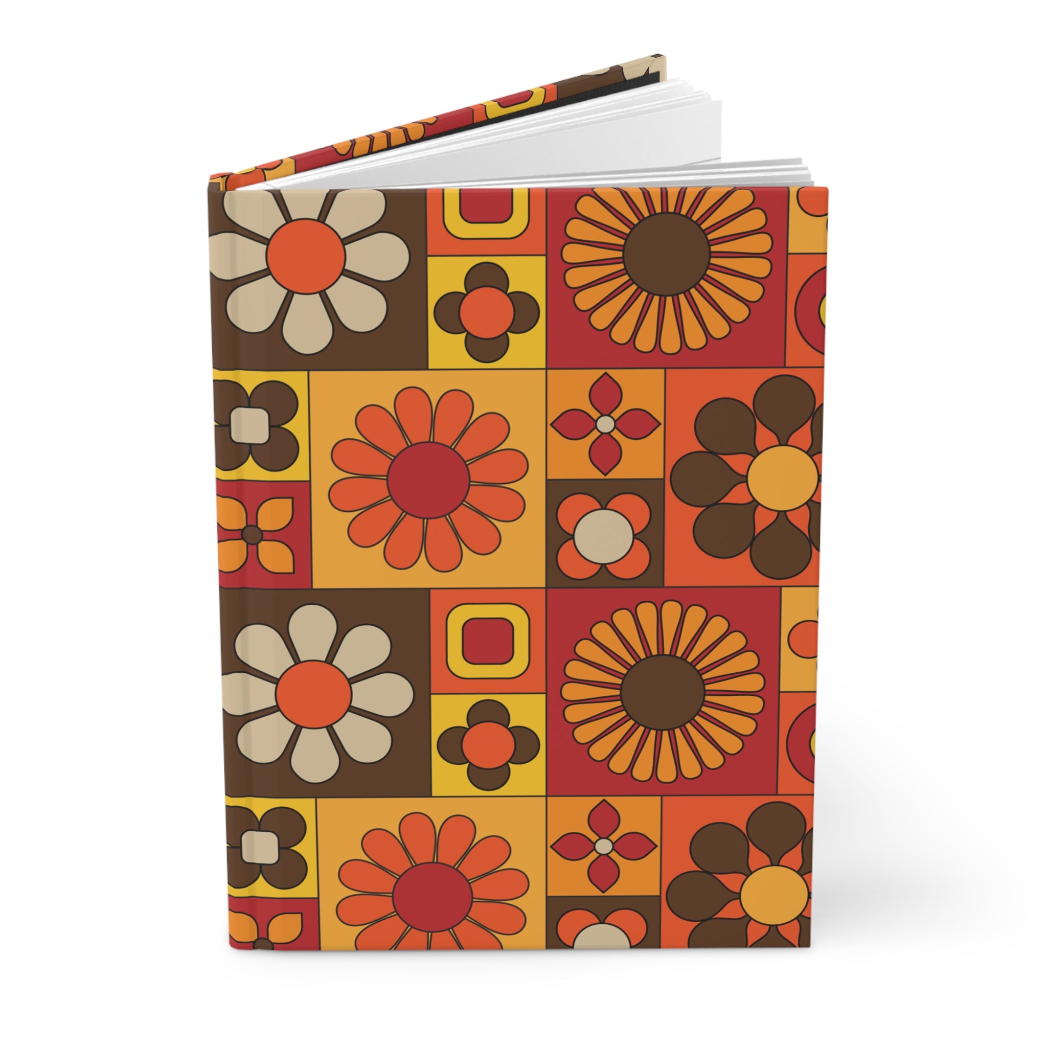 Retro Flower Power, Groovy 70s Floral Hardcover Journal – 70s Inspired Design for Creative Expression - Mid Century Modern Gal