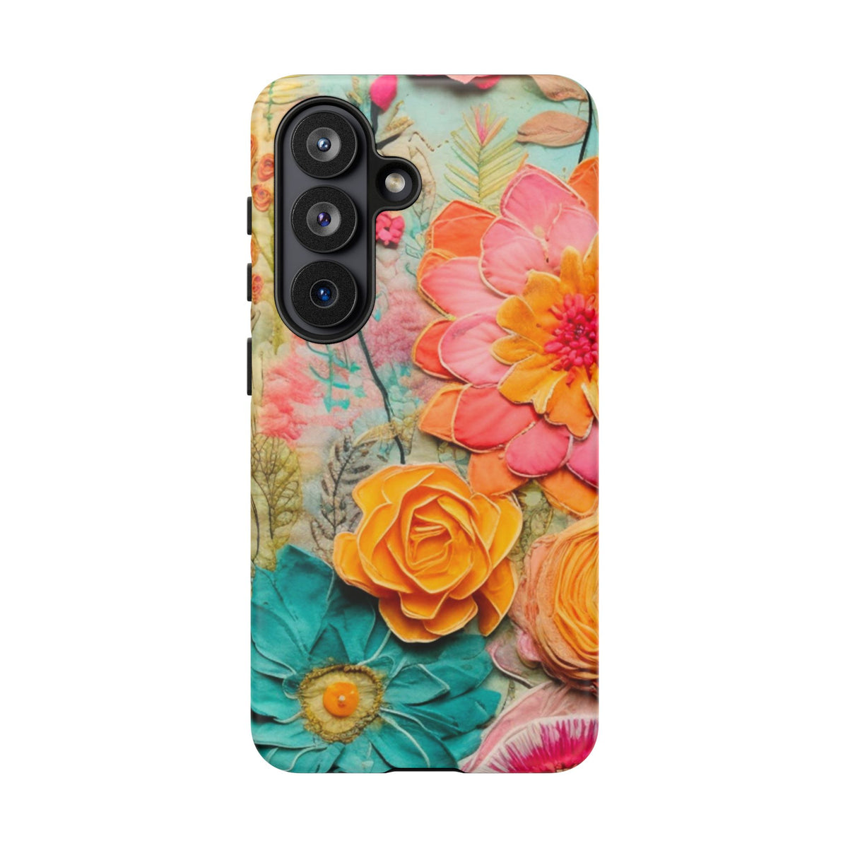 Boho Retro Floral Faux Pressed Flowers Smart Phone Tough Phone Cases