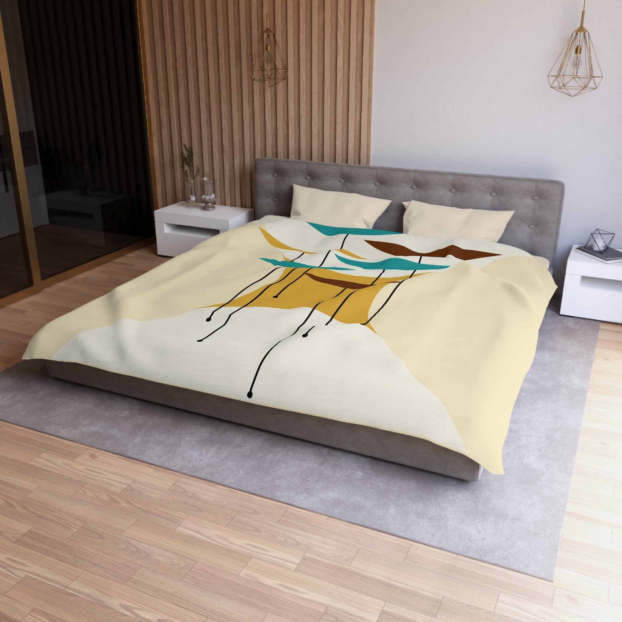 Mid Century Modernist, Minimalist Creamy Abstract MCM Retro Duvet Cover - Mid Century Modern Gal