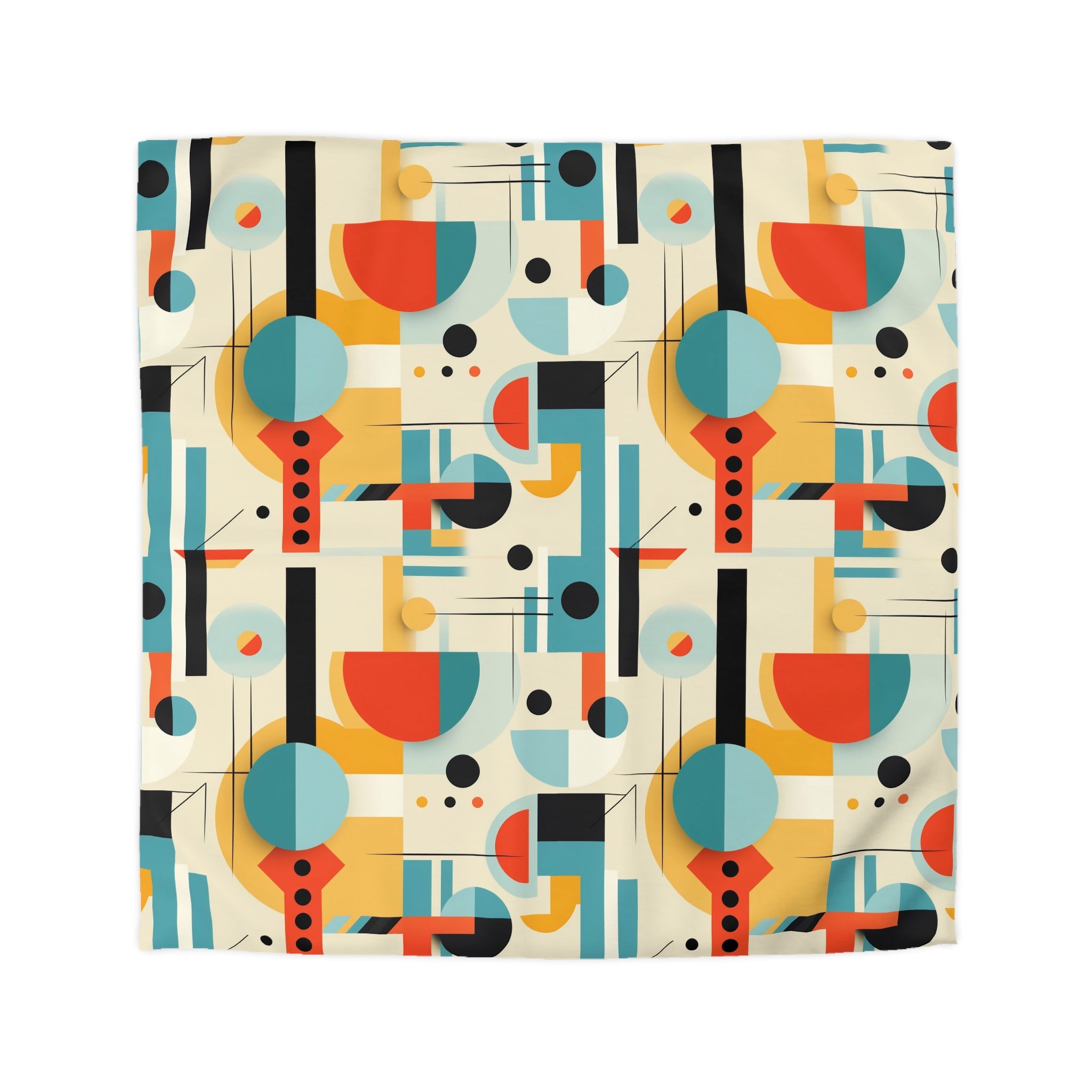 Bauhaus Modern MCM Bedding Duvet Cover, Orange, Blue, Yellow, Minimalist Design - Mid Century Modern Gal
