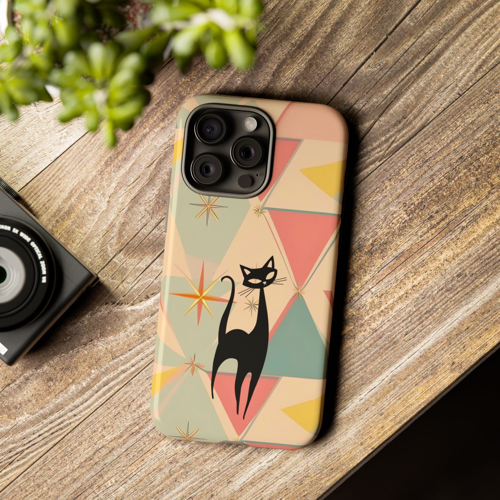 Atomic Cat Mid Mod Retro Cat Phone Case | Tough Cases with Vintage Vibe | Ideal for Cat Lovers