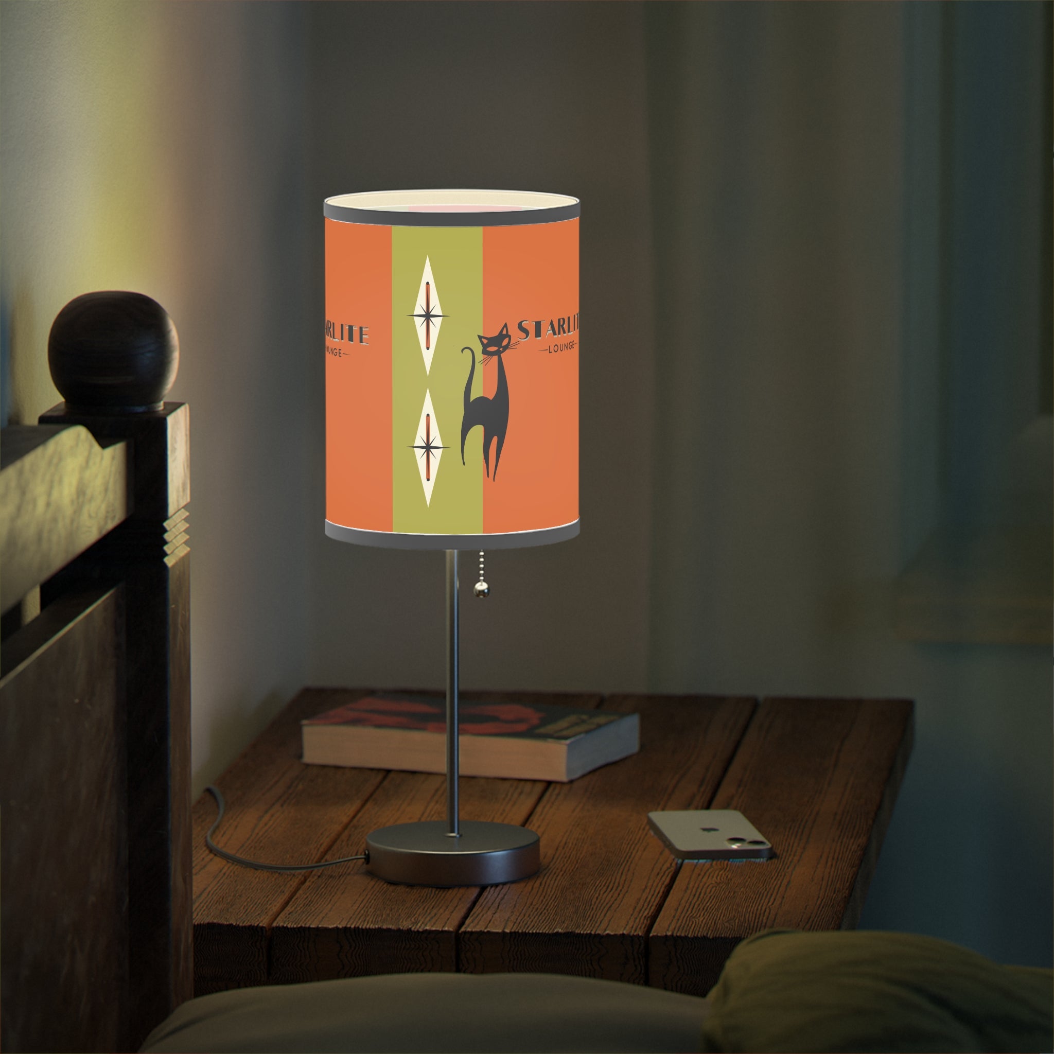 Atomic Cat Starlite Lounge, Mid Century Modern Retro Cat Design Table Lamp - Unique Home Decor for Cat Lovers - Mid Century Modern Gal
