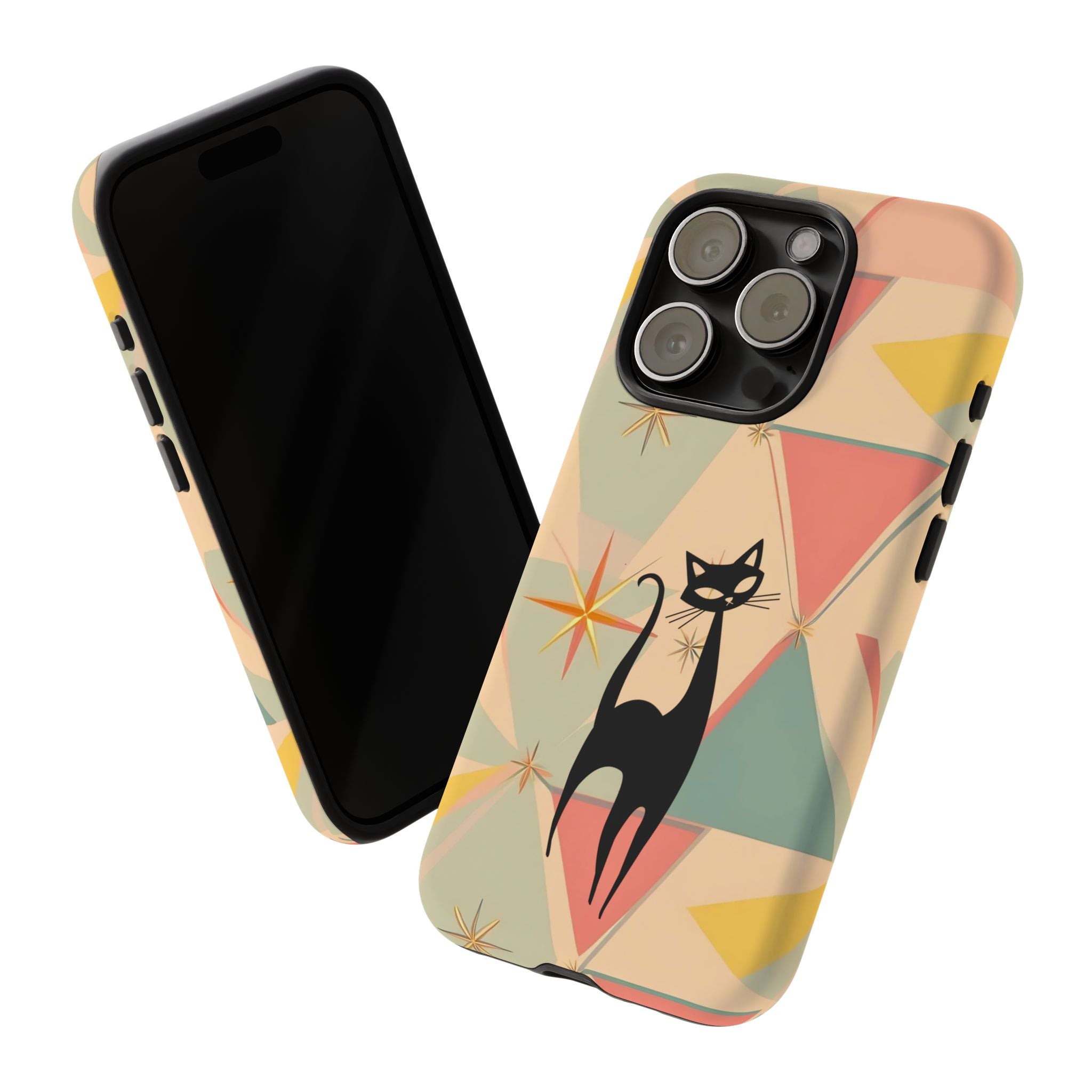 Atomic Cat Mid Mod Retro Cat Phone Case | Tough Cases with Vintage Vibe | Ideal for Cat Lovers