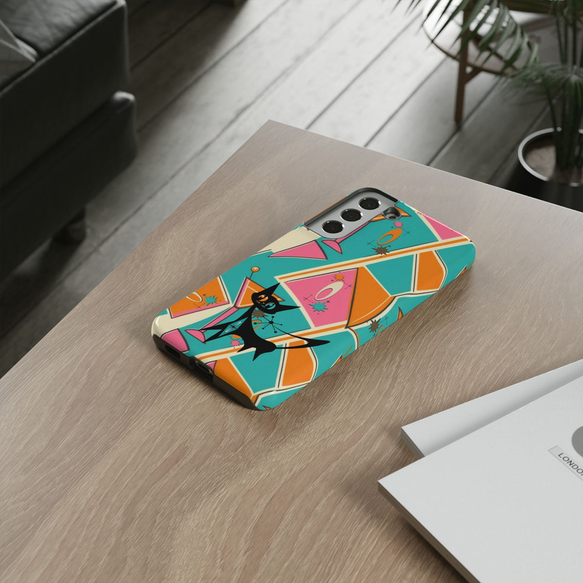 Atomic Cat Mid Mod Retro Cat Phone Case - Tough Cases for Stylish Cat Lovers