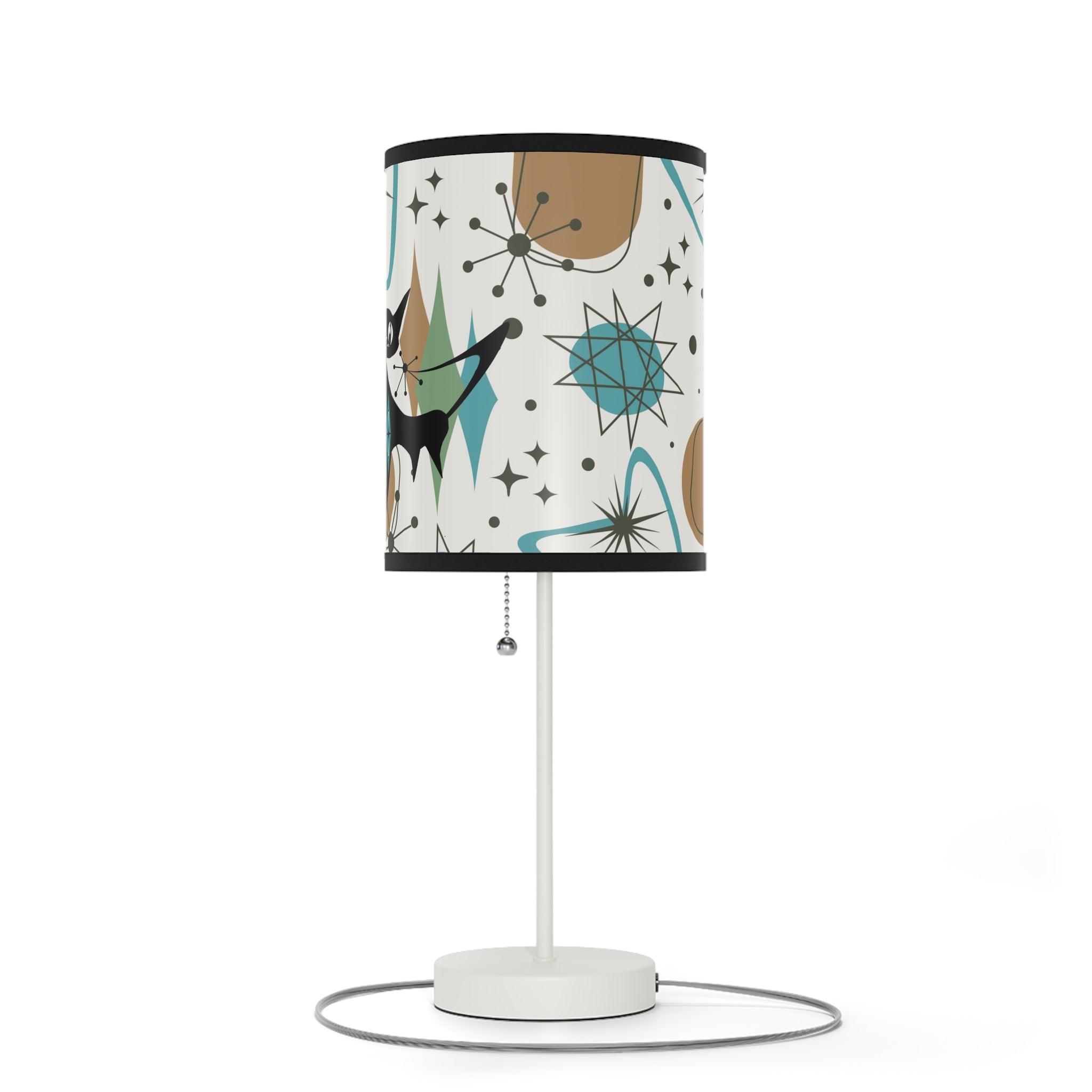 Mid Century Modern Table Lamp, Atomic Kitschy Cats, Starbursts Boomerang Themed Table Lamp - Mid Century Modern Gal