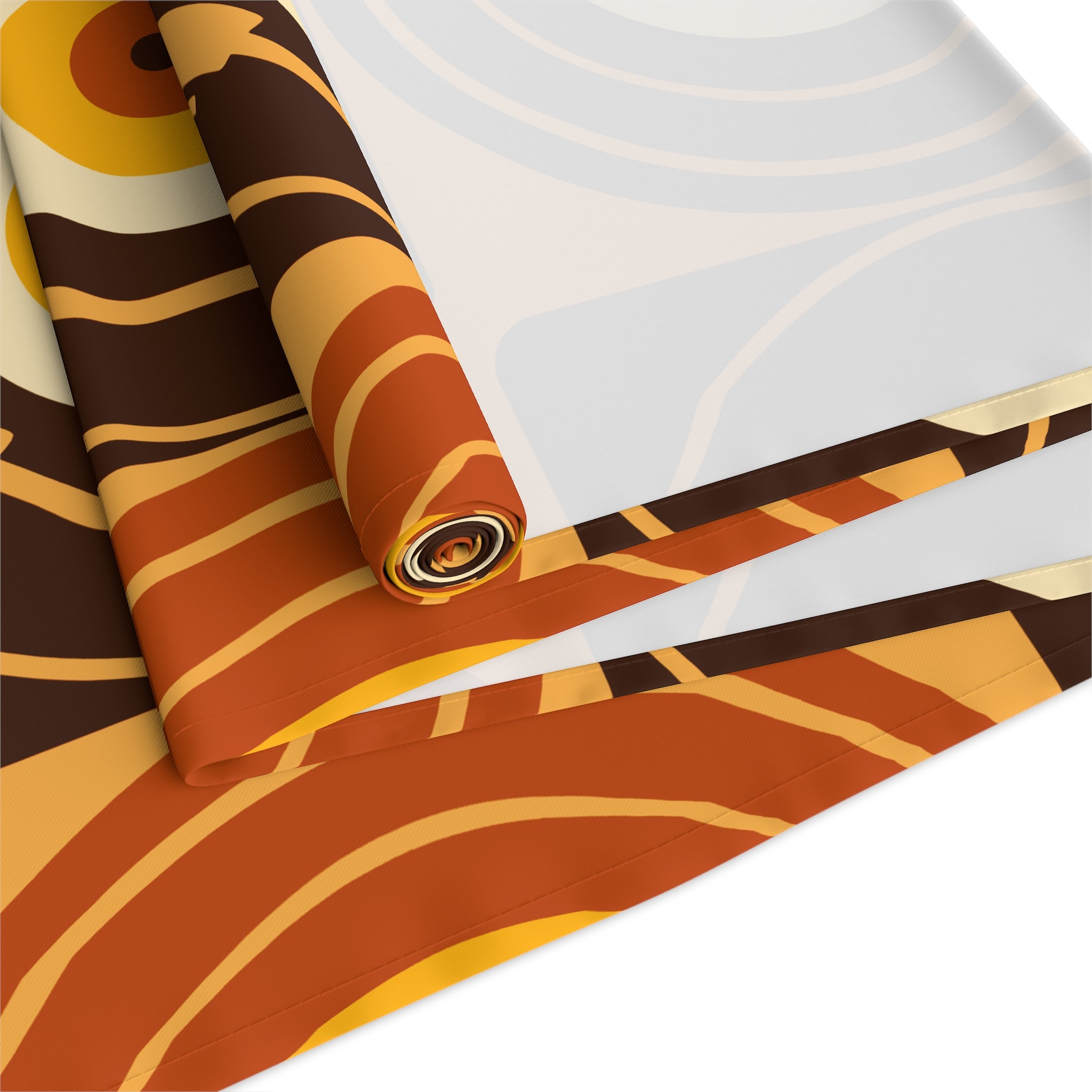 Groovy Retro Record Players, Brown Orange Yellow, Table Runner - Mid Century Modern Gal