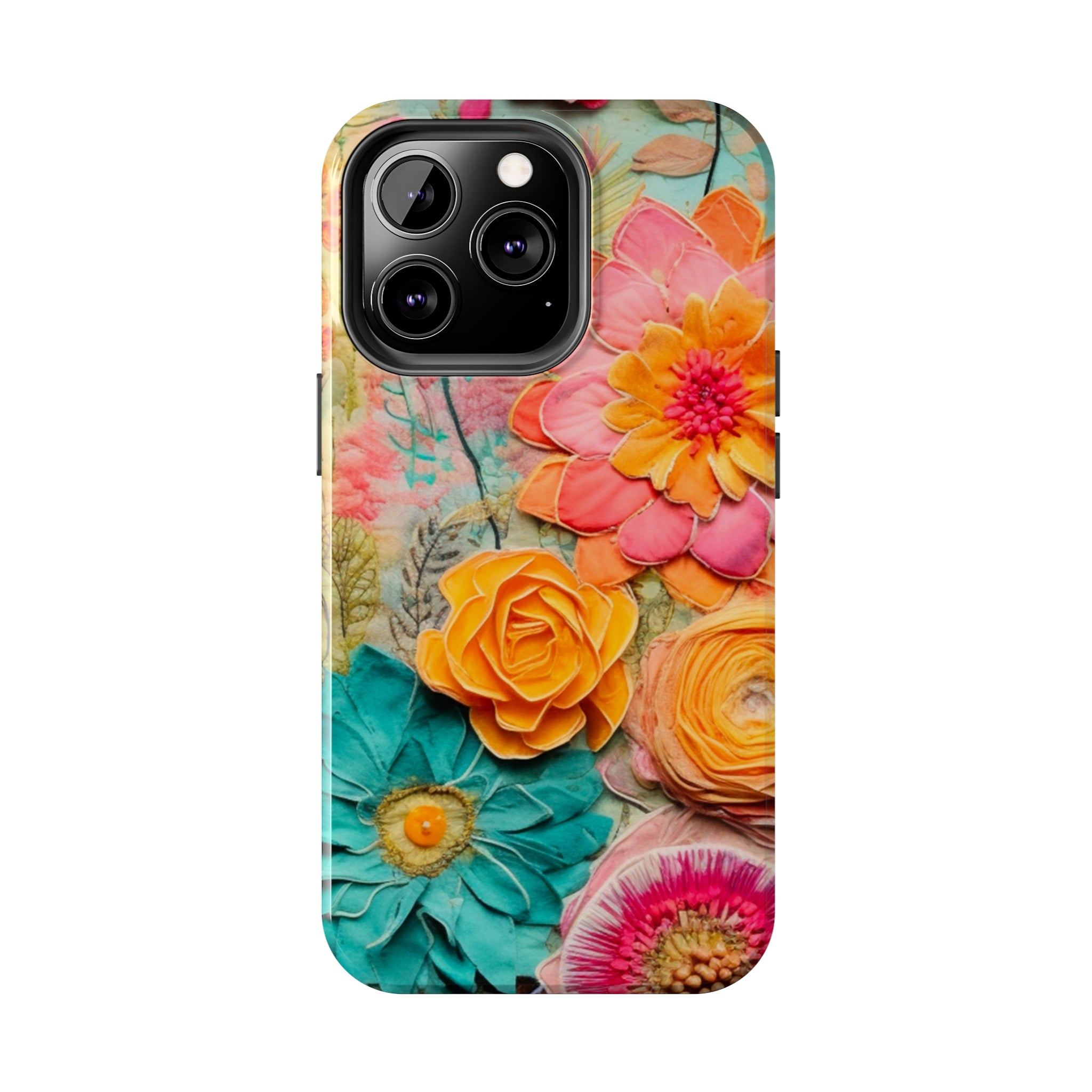 Boho Retro Floral Faux Pressed Flowers Smart Phone Tough Phone Cases - Mid Century Modern Gal