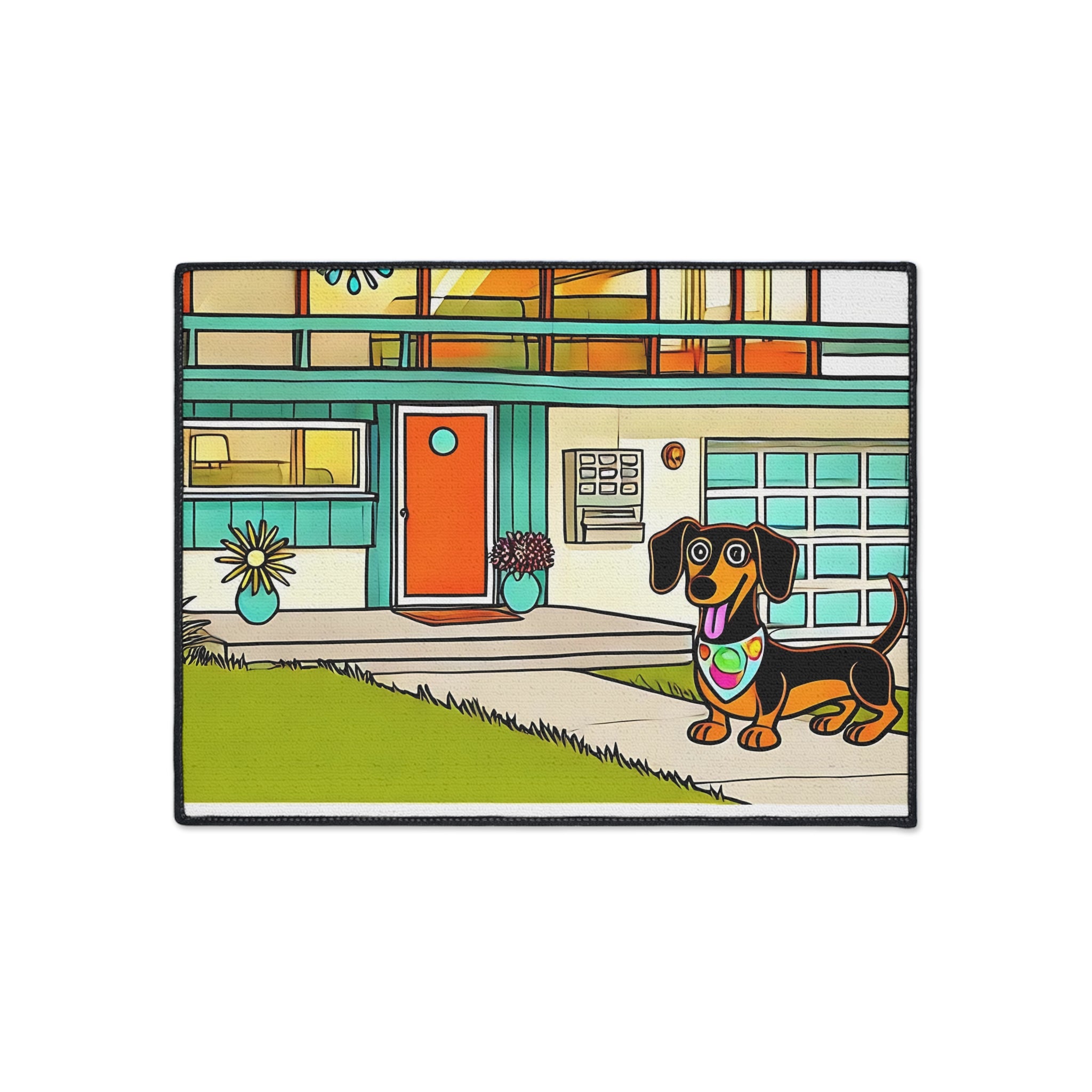 Dachshund Art Heavy Duty Floor Mat - Perfect for Dog Lovers - Mid Century Modern Gal
