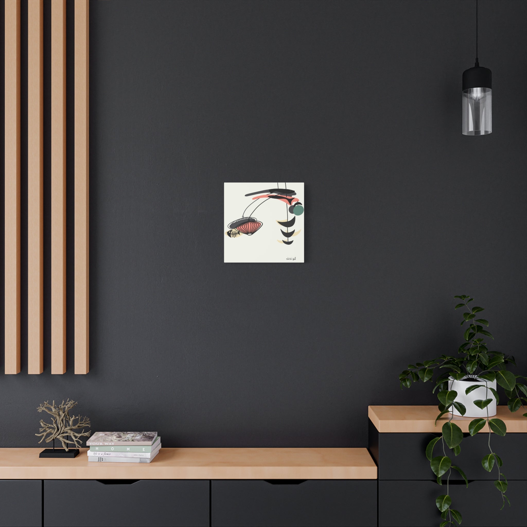 Mid Century Modern Fish Art, Modern Abstract Wall Art Canvas - Mid Century Modern Gal