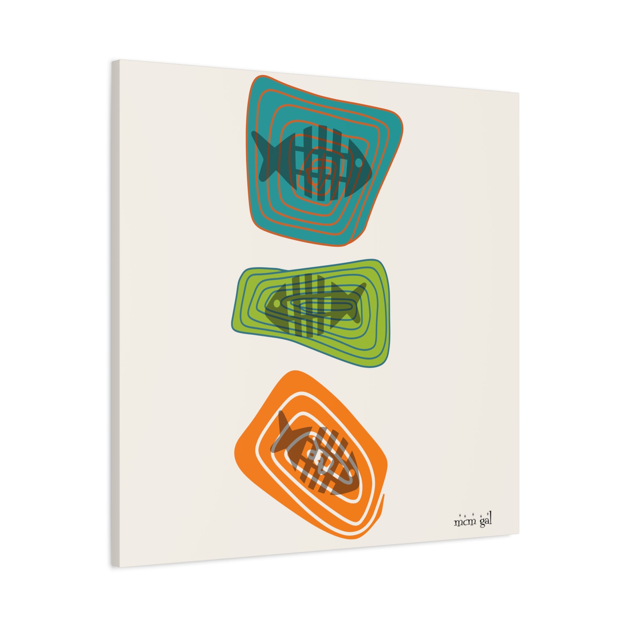 Mid Century Modern Fish Art, Colorful Abstract Fish Wall Art Canvas - Modern Home Decor - Mid Century Modern Gal