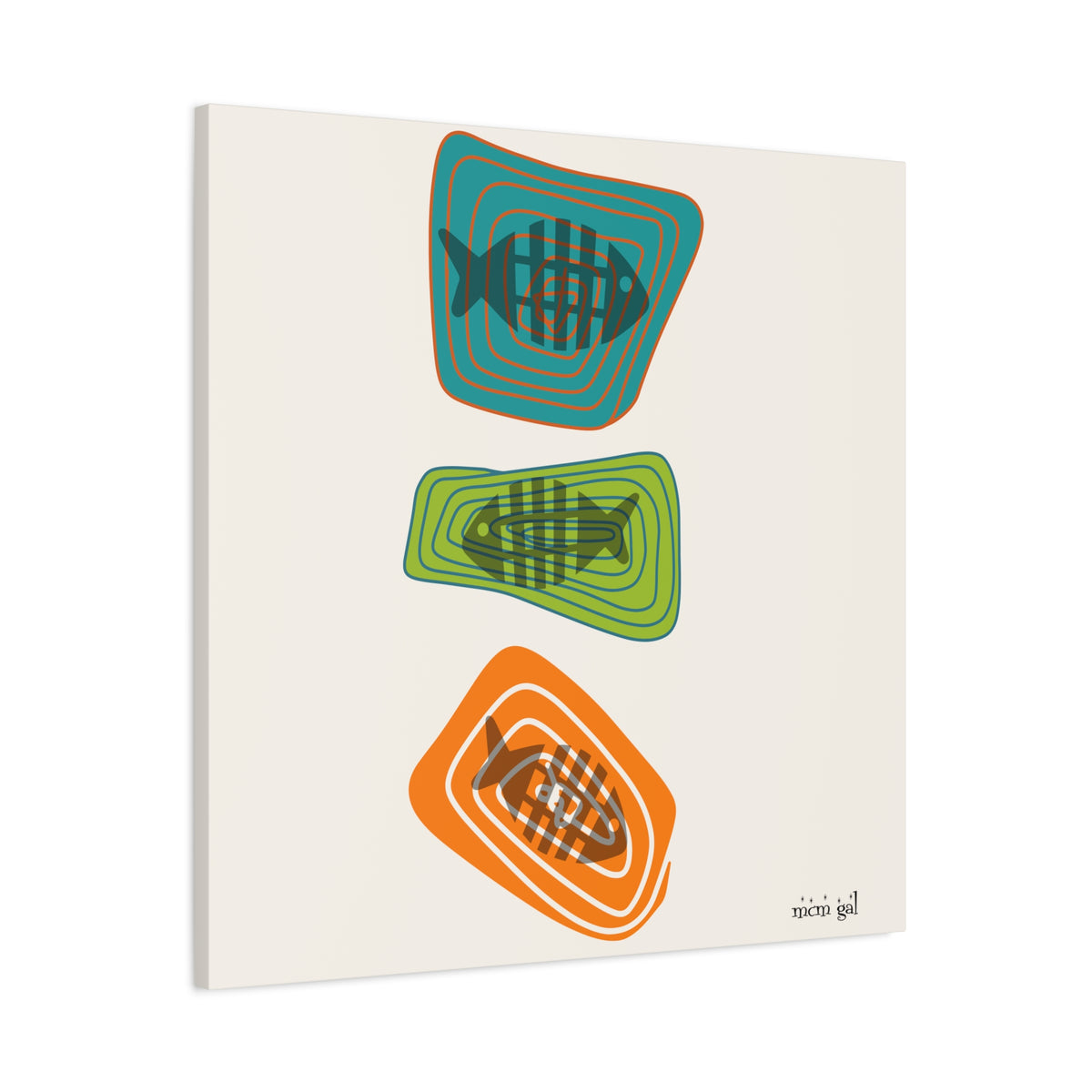 Mid Century Modern Fish Art, Colorful Abstract Fish Wall Art Canvas - Modern Home Decor - Mid Century Modern Gal