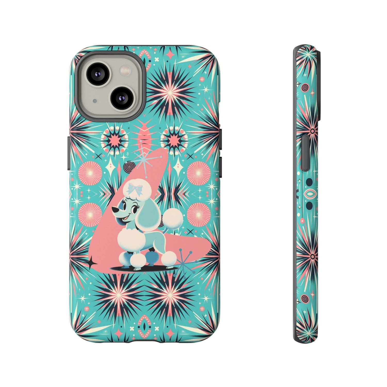 1950s Mid Century Modern Atomic Pink, Poodle Retro Smart Phone Tough Cases