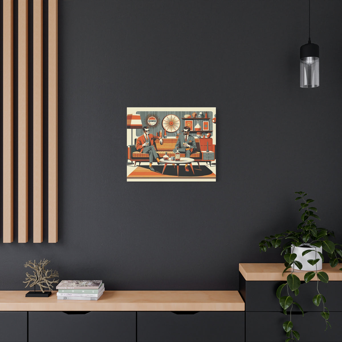 Mid Century Modern Mod Dude, Gay Male Couple Drinking Bourbon, MCM Art - Mid Century Modern Gal