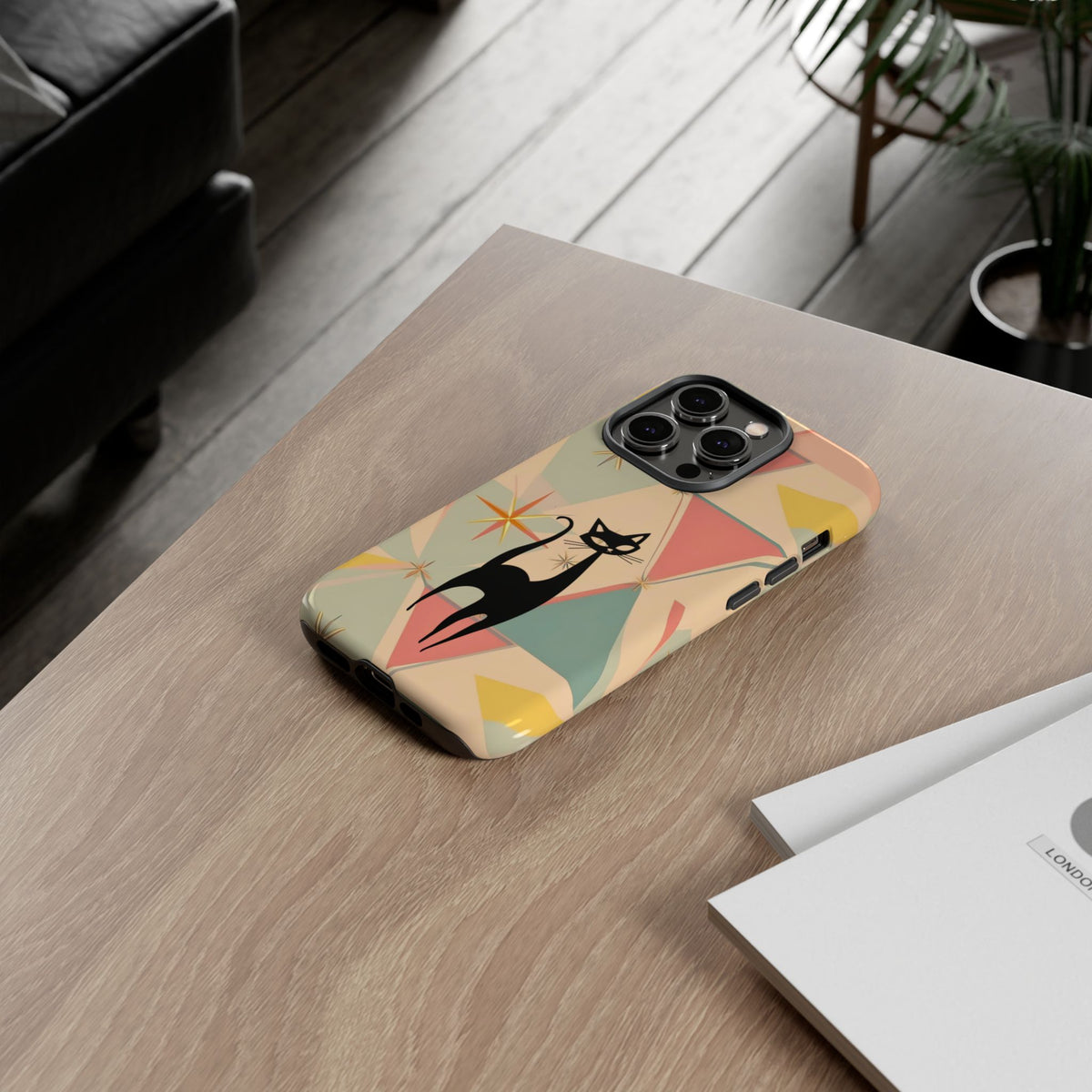 Atomic Cat Mid Mod Retro Cat Phone Case | Tough Cases with Vintage Vibe | Ideal for Cat Lovers