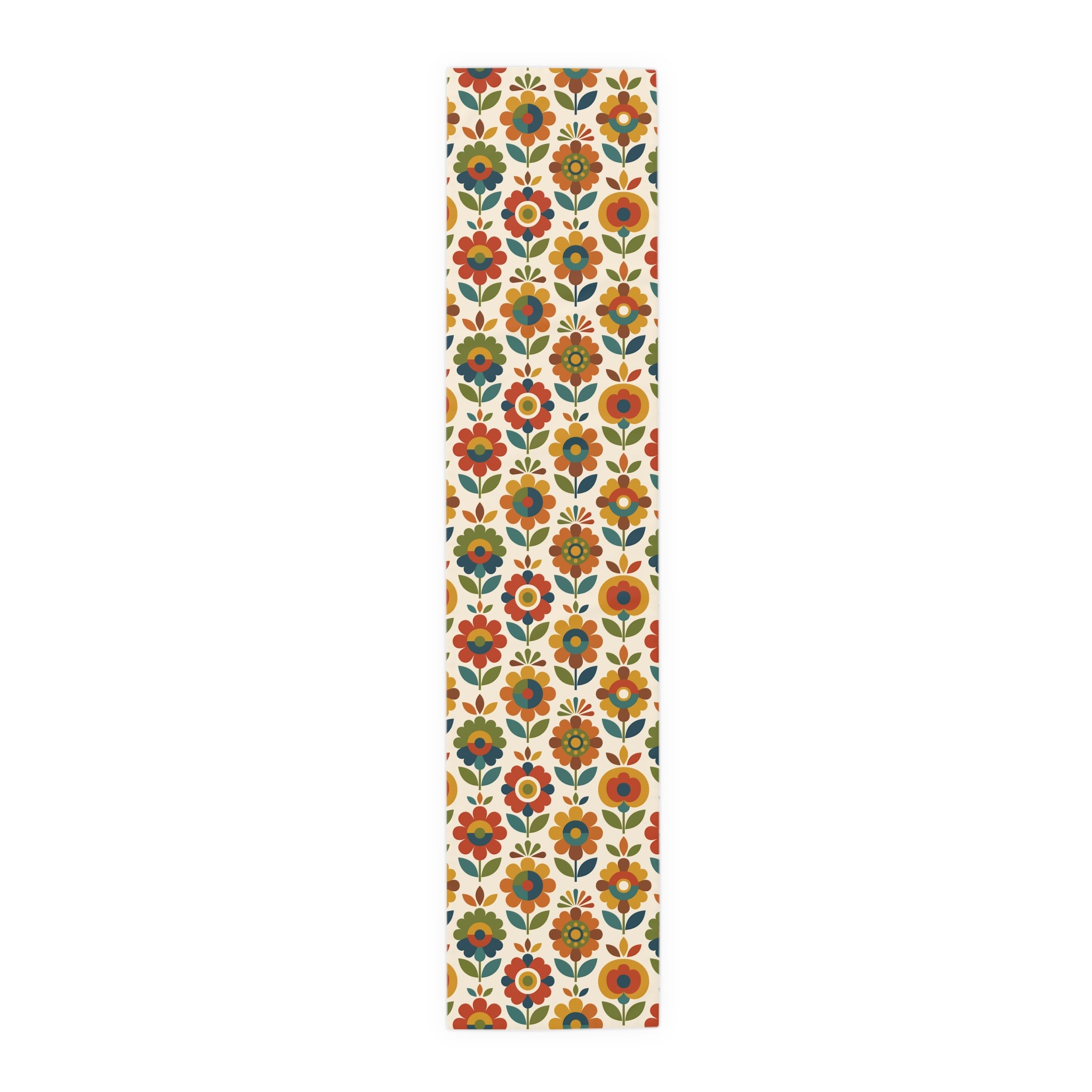 Mid Century Modern Scandinavian Floral Earth Tones Table Runner - Mid Century Modern Gal