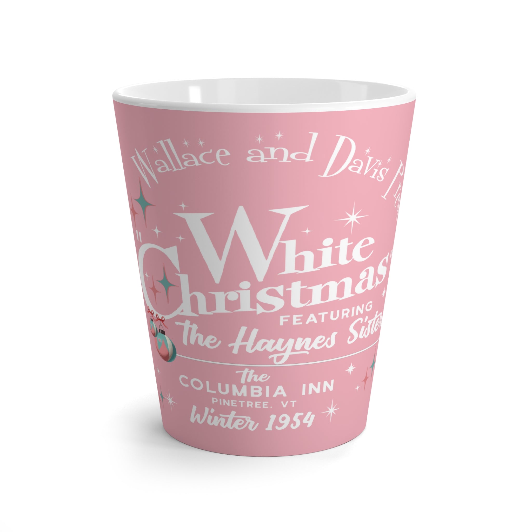 Wallace And Davis, Kitschy 50s Christmas Pink Latte Mug - 8269807091867