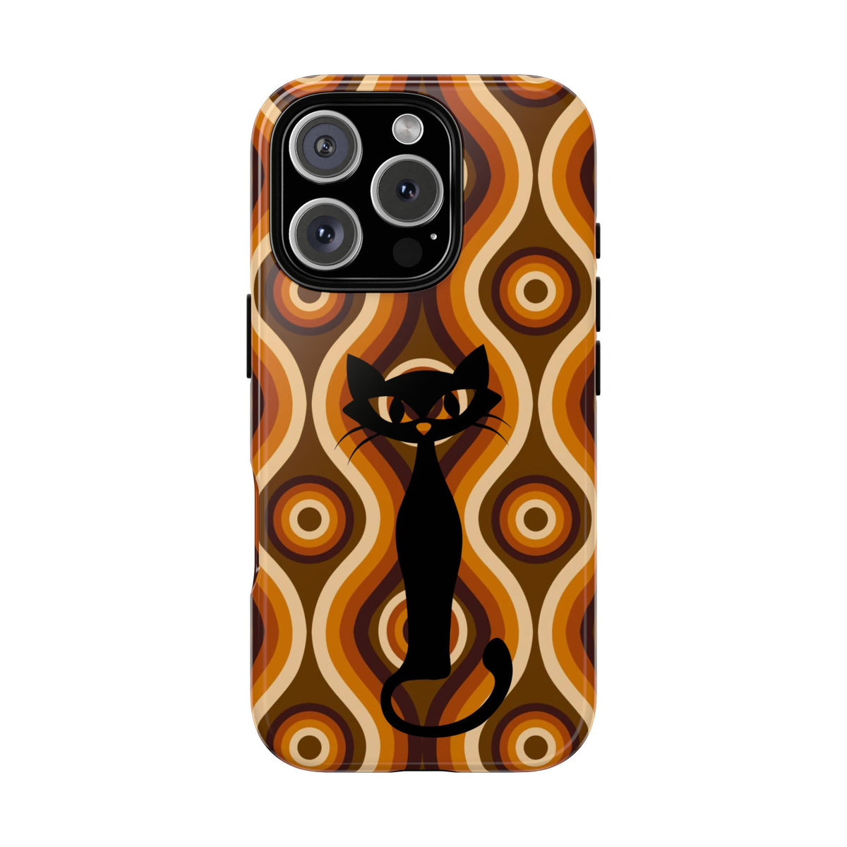 Retro Phone Case, Groovy Brown, Atomic Kitsch Cat Tough Smart Phone Cases
