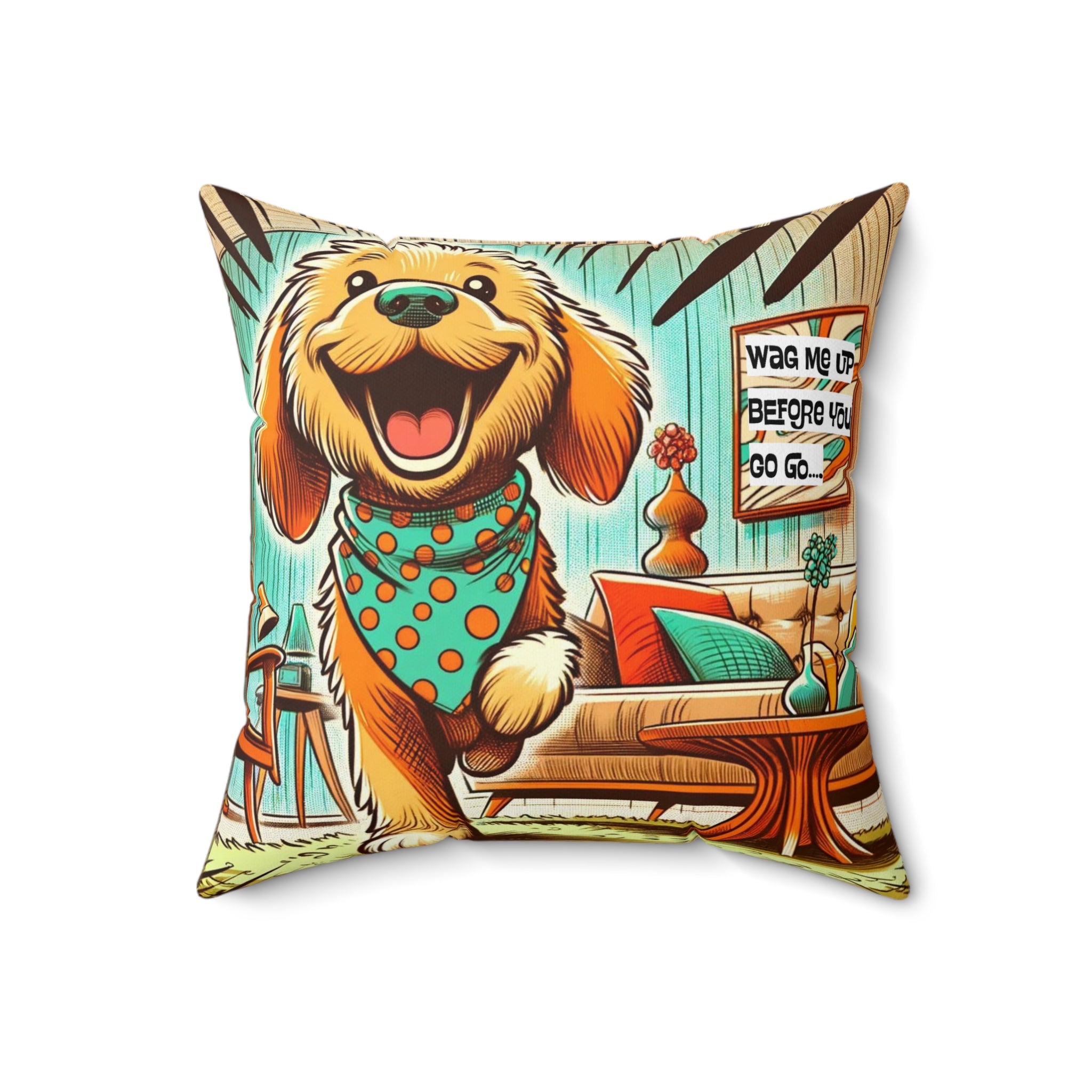 Golden Doodle Dog Lover, Funny Kitschy Mid Century Modern Style, Pillow And Insert - Mid Century Modern Gal