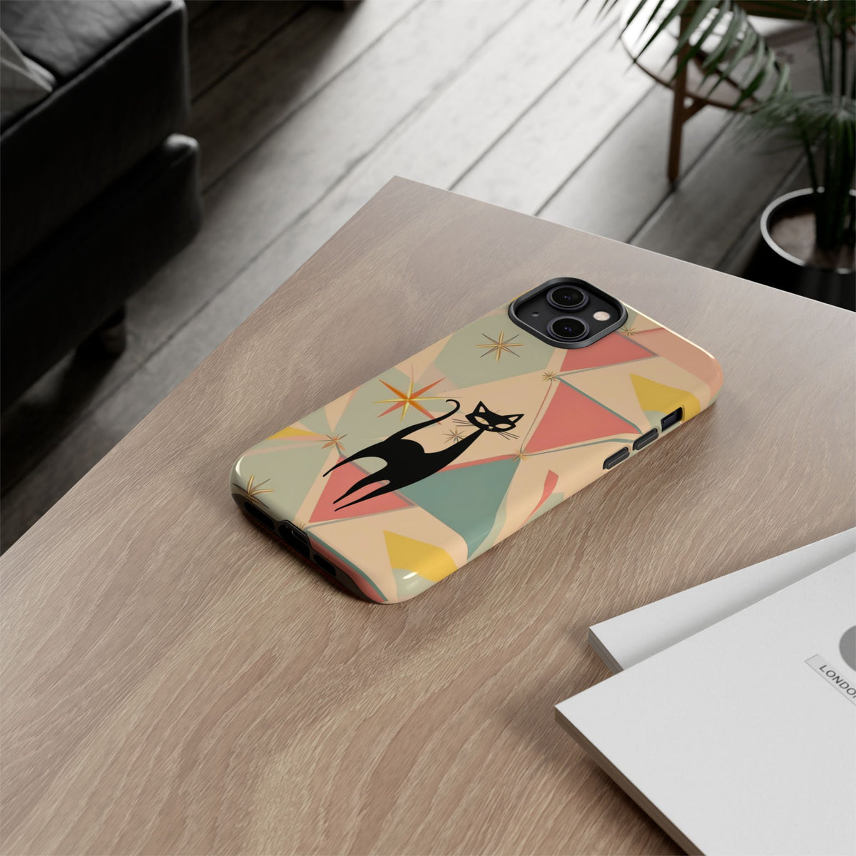 Atomic Cat Mid Mod Retro Cat Phone Case | Tough Cases with Vintage Vibe | Ideal for Cat Lovers