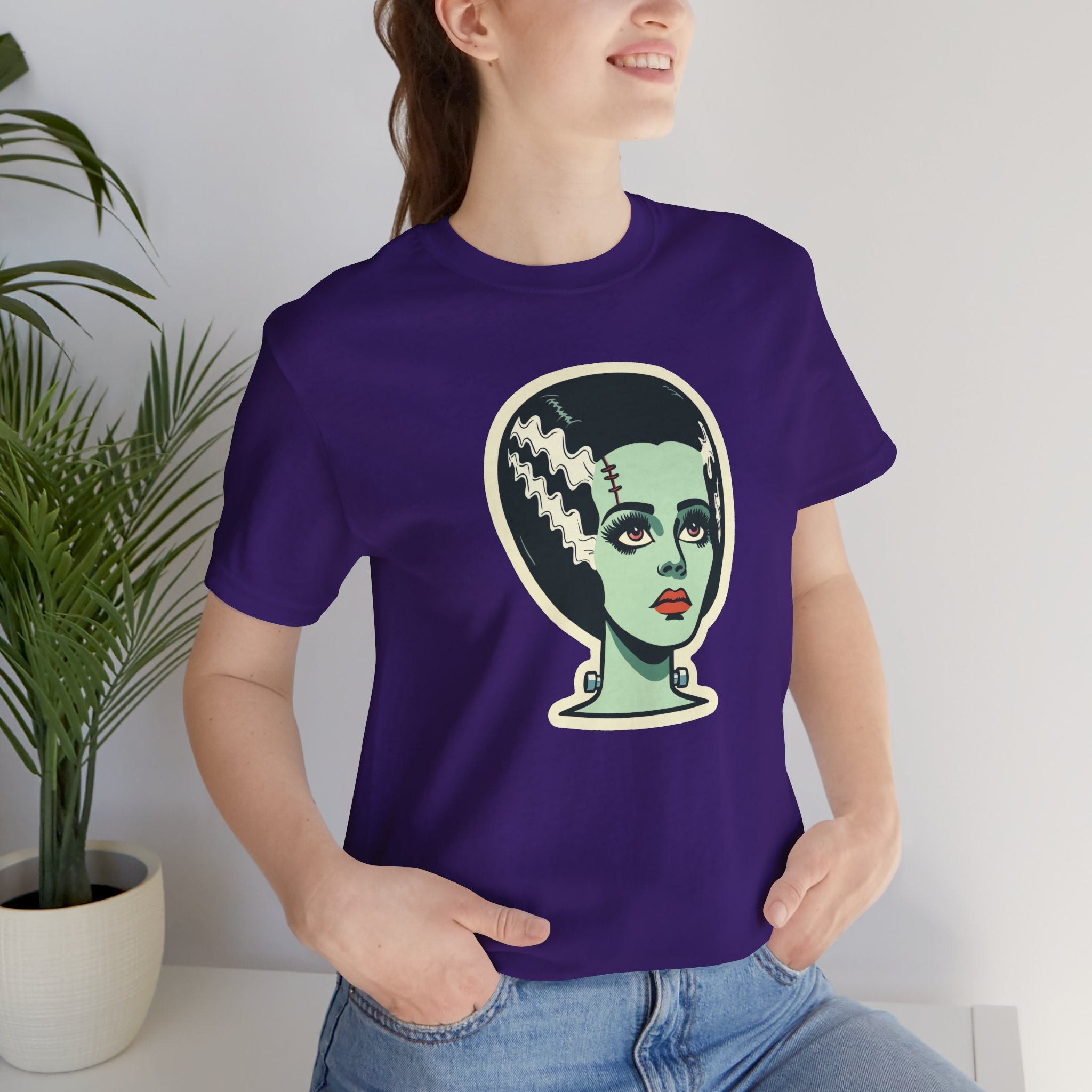 Bride of Frankenstein Retro Mid Mod Horror Buff Halloween Unisex T-Shirt - Mid Century Modern Gal