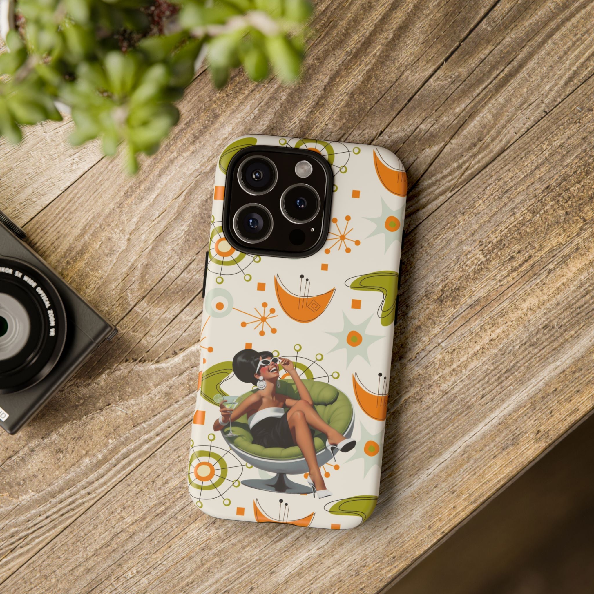 Mid Century Modern Atomic Starburst Mid Mod 60s Gal Retro Chic Tough Phone Case with Vintage Glamour Design