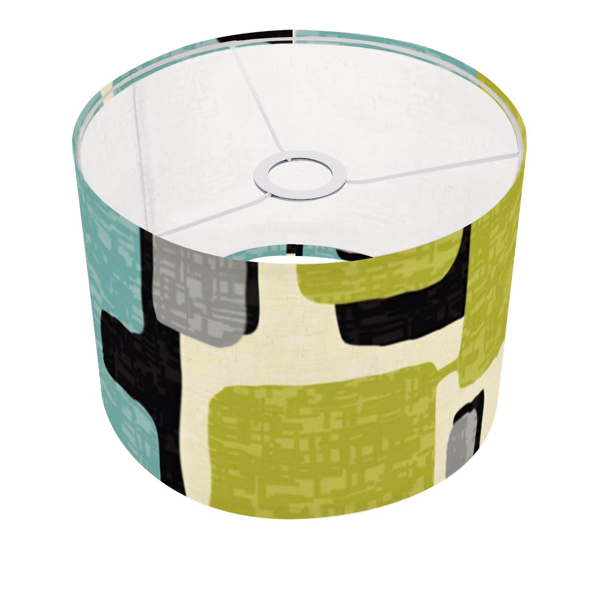 Mid Century Modern Geometric Lime Green, Aqua Gray Lamp SHADE ONLY - For Arc Floor Lamps Only - Mid Century Modern Gal