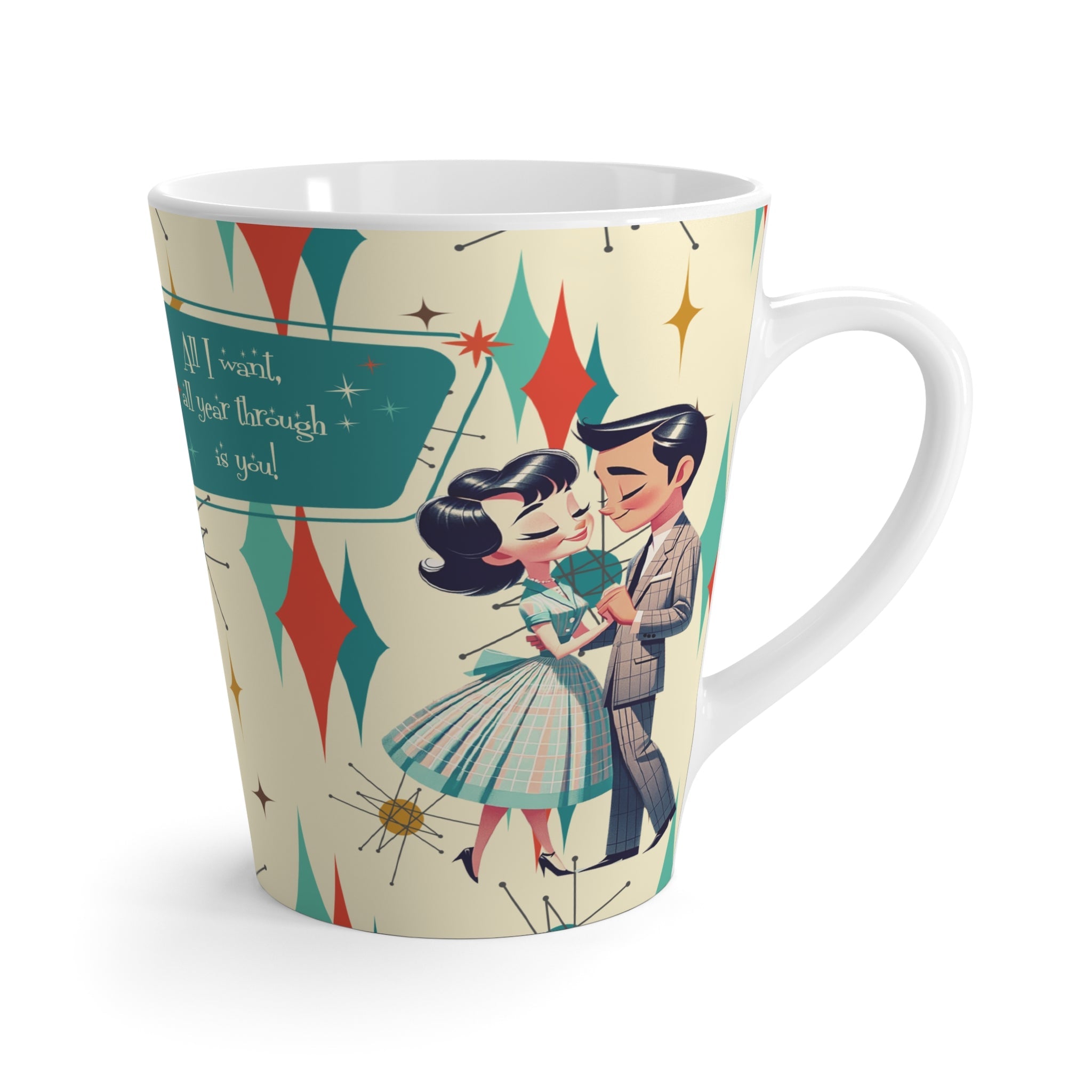 Mid Century Modern Sweetheart Kitschy Atomic Coffee, Tea Latte Mug Mug 12oz